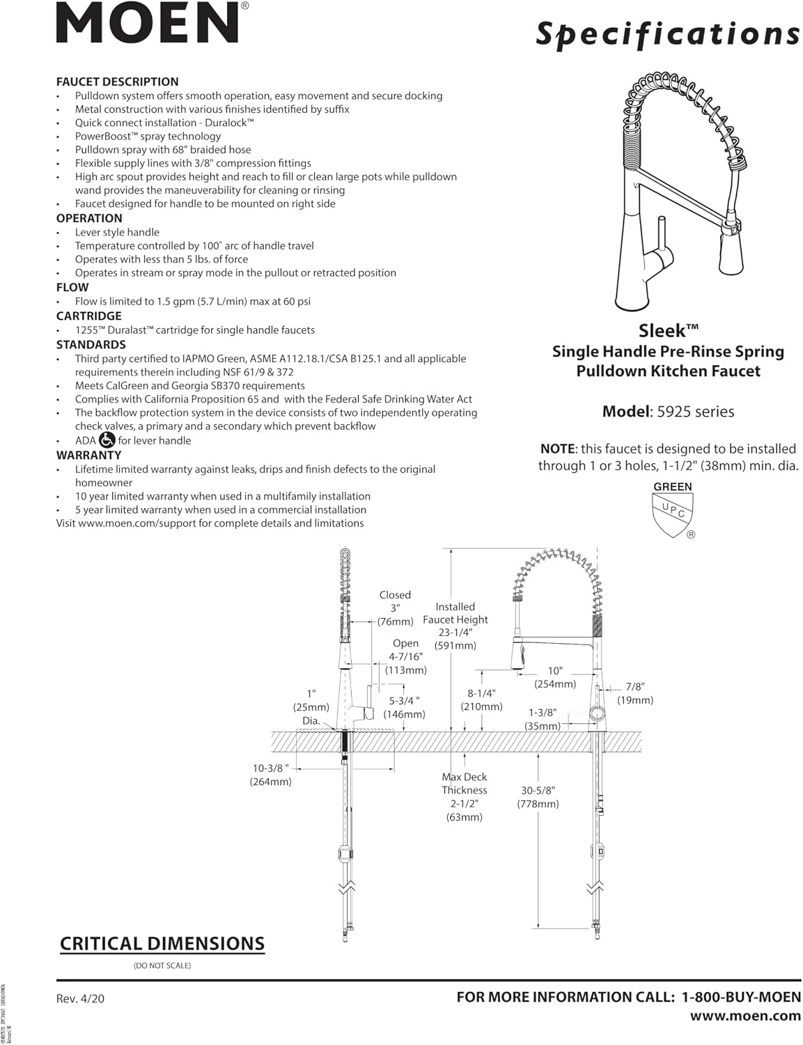 image:imageMoen Sleek Black Stainless Pulldown Faucet Modern Kitchen Faucet with One Handle HighArc Power Boost Easy Installation and 5925BLSMatte Black