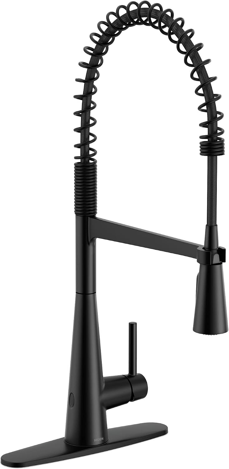 image:imageMoen Sleek Black Stainless Pulldown Faucet Modern Kitchen Faucet with One Handle HighArc Power Boost Easy Installation and 5925BLSMatte Black