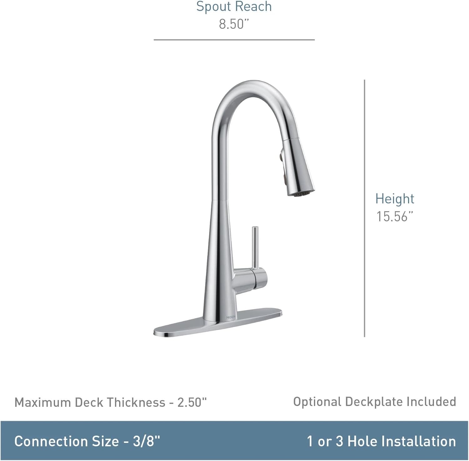 image:imageMoen Sleek Oil Rubbed Bronze OneHandle High Arc Kitchen Faucet with Pulldown Sprayer Featuring Power Boost for a Faster Clean 7864ORBBlack Stainless