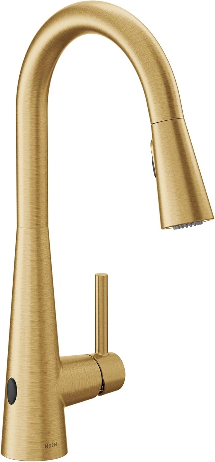 image:imageMoen Sleek Oil Rubbed Bronze OneHandle High Arc Kitchen Faucet with Pulldown Sprayer Featuring Power Boost for a Faster Clean 7864ORBBrushed Gold