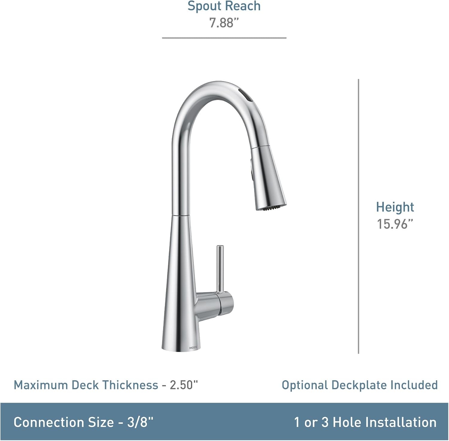 image:imageMoen Sleek Oil Rubbed Bronze OneHandle High Arc Kitchen Faucet with Pulldown Sprayer Featuring Power Boost for a Faster Clean 7864ORBChrome