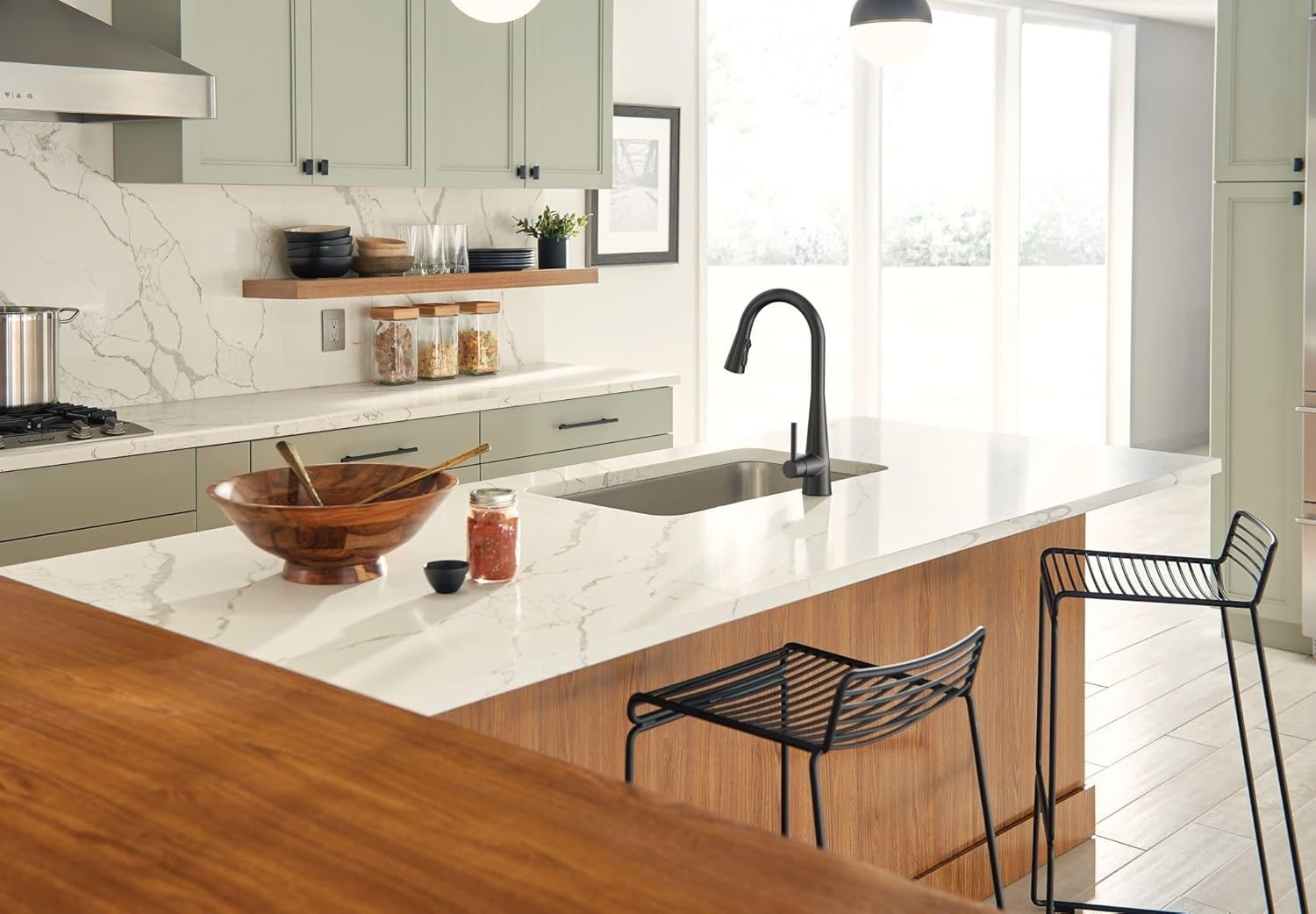 image:imageMoen Sleek Oil Rubbed Bronze OneHandle High Arc Kitchen Faucet with Pulldown Sprayer Featuring Power Boost for a Faster Clean 7864ORBMatte Black