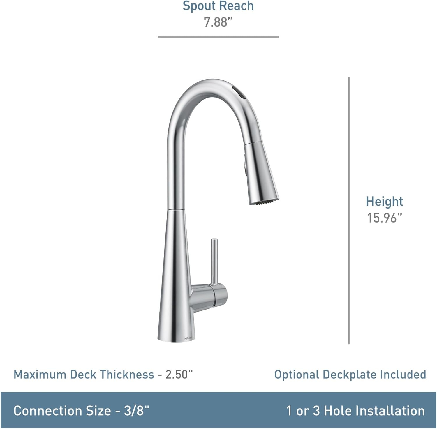 image:imageMoen Sleek Oil Rubbed Bronze OneHandle High Arc Kitchen Faucet with Pulldown Sprayer Featuring Power Boost for a Faster Clean 7864ORBSpot Resist Black Stainless
