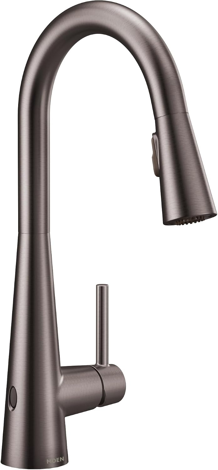 image:imageMoen Sleek Oil Rubbed Bronze OneHandle High Arc Kitchen Faucet with Pulldown Sprayer Featuring Power Boost for a Faster Clean 7864ORBSpot Resist Black Stainless
