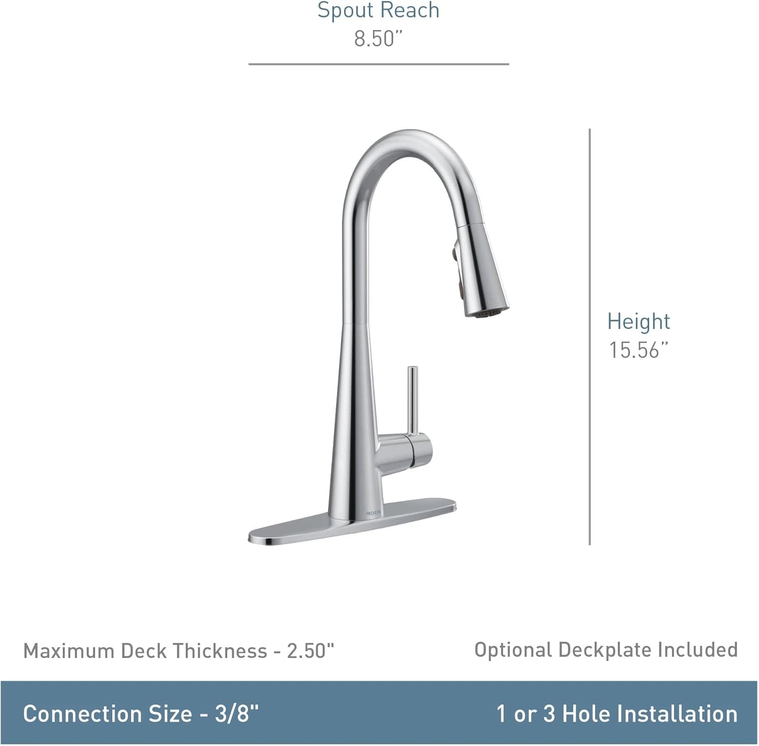 image:imageMoen Sleek Oil Rubbed Bronze OneHandle High Arc Kitchen Faucet with Pulldown Sprayer Featuring Power Boost for a Faster Clean 7864ORBSpot Resist Stainless