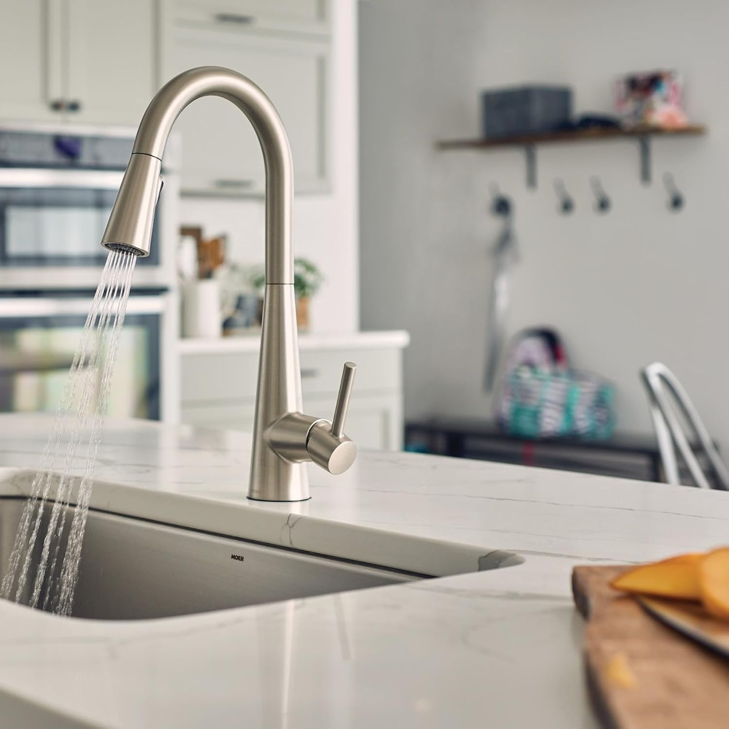 image:imageMoen Sleek Oil Rubbed Bronze OneHandle High Arc Kitchen Faucet with Pulldown Sprayer Featuring Power Boost for a Faster Clean 7864ORBSpot Resist Stainless