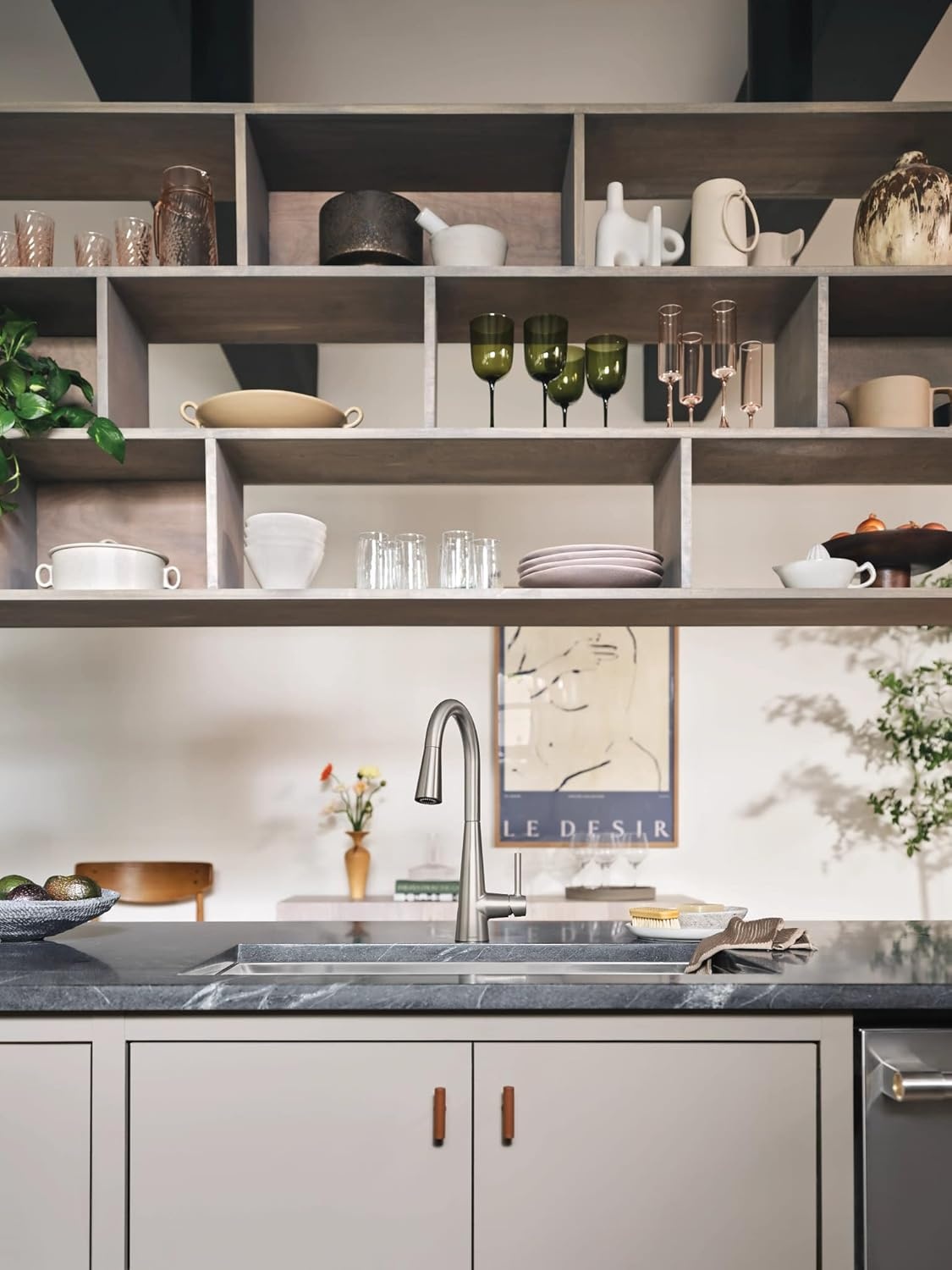 image:imageMoen Sleek Oil Rubbed Bronze OneHandle High Arc Kitchen Faucet with Pulldown Sprayer Featuring Power Boost for a Faster Clean 7864ORBSpot Resist Stainless