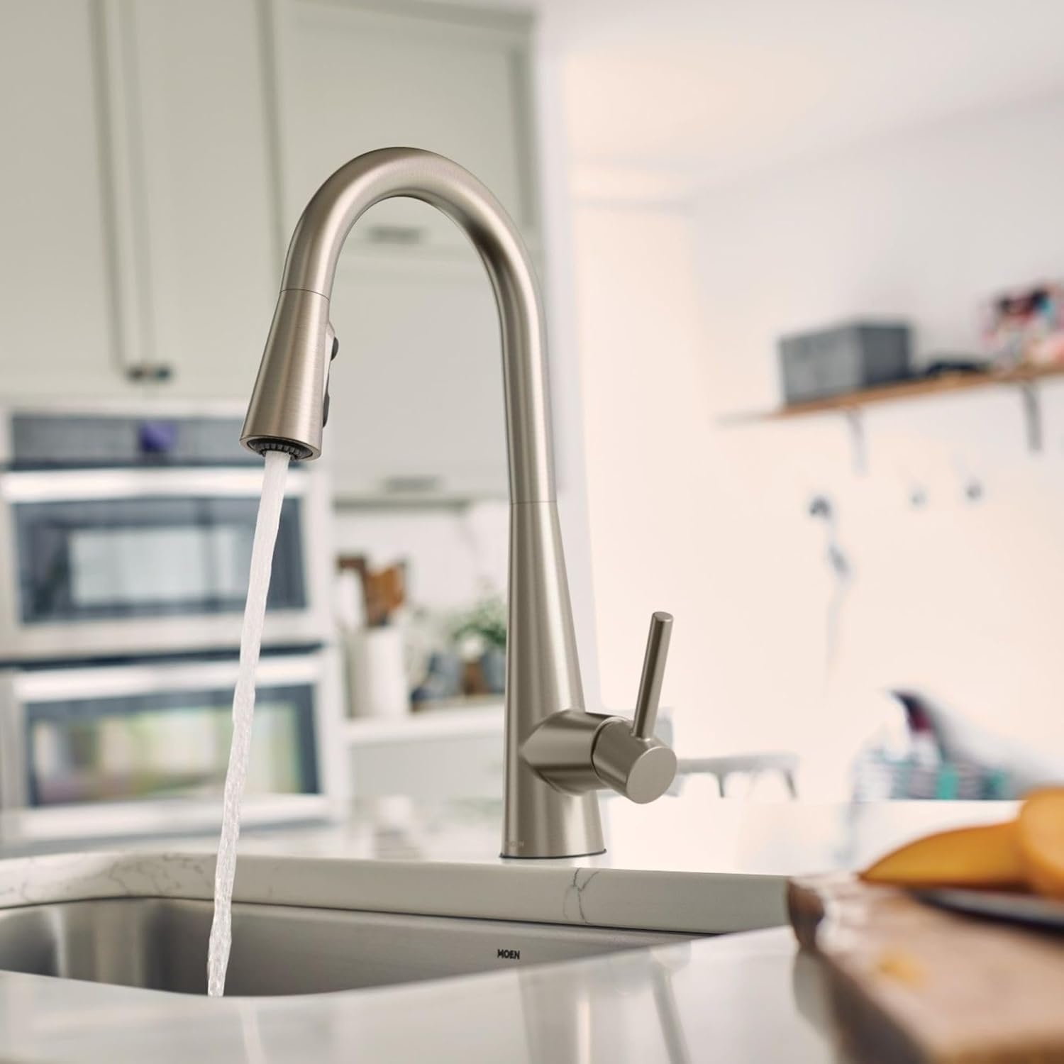 image:imageMoen Sleek Oil Rubbed Bronze OneHandle High Arc Kitchen Faucet with Pulldown Sprayer Featuring Power Boost for a Faster Clean 7864ORBSpot Resist Stainless