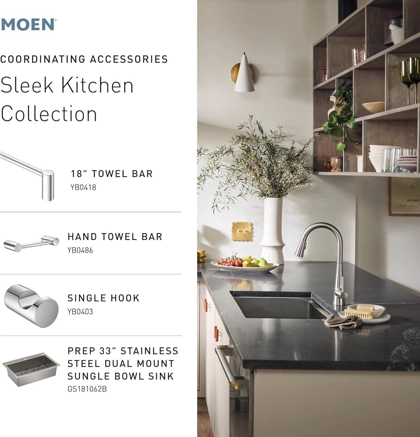image:imageMoen Sleek Oil Rubbed Bronze OneHandle High Arc Kitchen Faucet with Pulldown Sprayer Featuring Power Boost for a Faster Clean 7864ORBSpot Resist Stainless