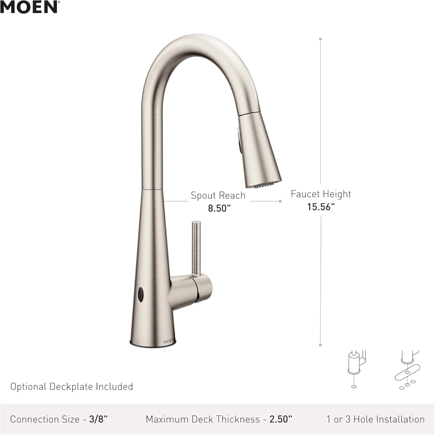 image:imageMoen Sleek Oil Rubbed Bronze OneHandle High Arc Kitchen Faucet with Pulldown Sprayer Featuring Power Boost for a Faster Clean 7864ORBSpot Resist Stainless