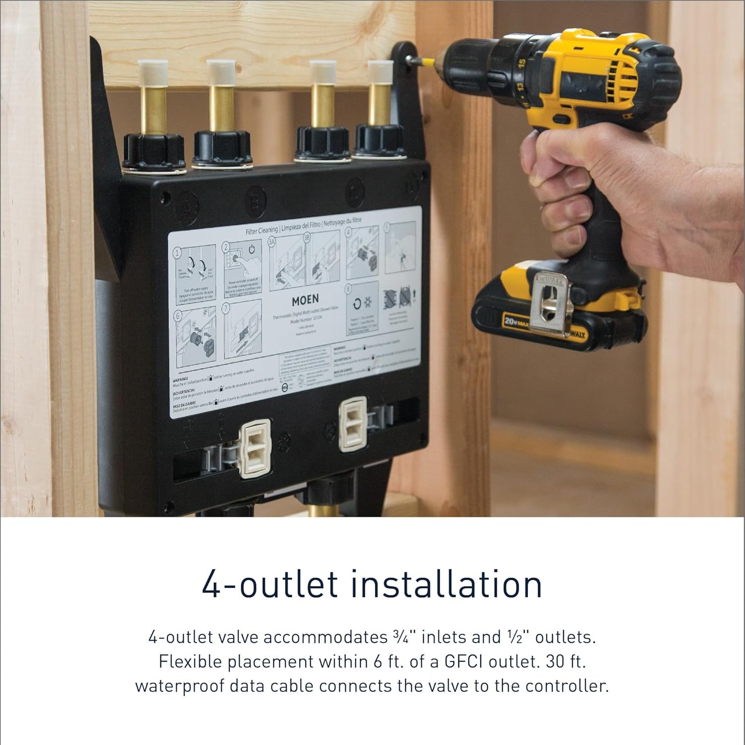 image:imageMoen Smart Water 2Outlet Digital Thermostatic Shower Valve Kit with Standard 12 Connections S3102Valve Only