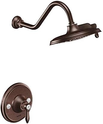 image:imageMoen TS32102EPBL Weymouth PosiTemp Shower Trim Kit Valve Required including 9Inch 2Spray EcoPerformance Rainshower Matte BlackBrushed Gold
