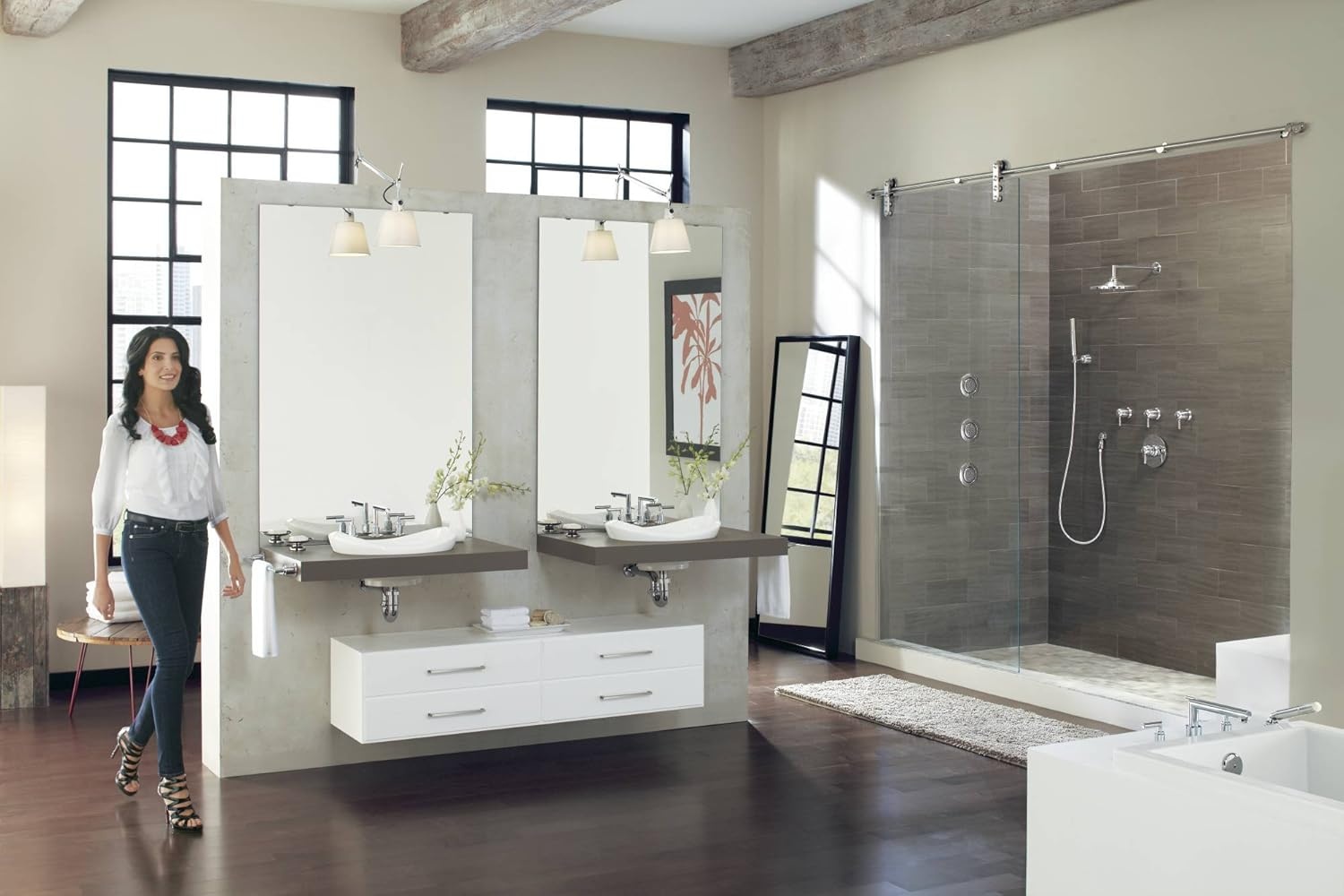 image:imageMoen TS93003BN Arris 2Handle Deck Mount Modern Roman Tub Faucet Trim Kit Valve Required Brushed NickelBrushed Nickel