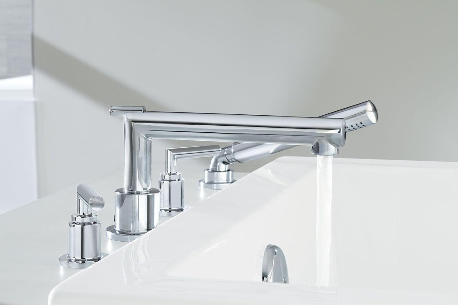 image:imageMoen TS93003BN Arris 2Handle Deck Mount Modern Roman Tub Faucet Trim Kit Valve Required Brushed NickelChrome
