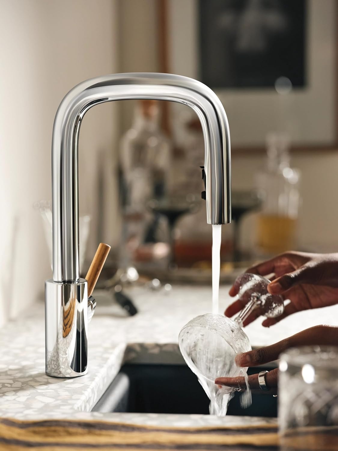 image:imageMoen Tenon Chrome One Handle Modern Bar Pulldown Faucet S64001