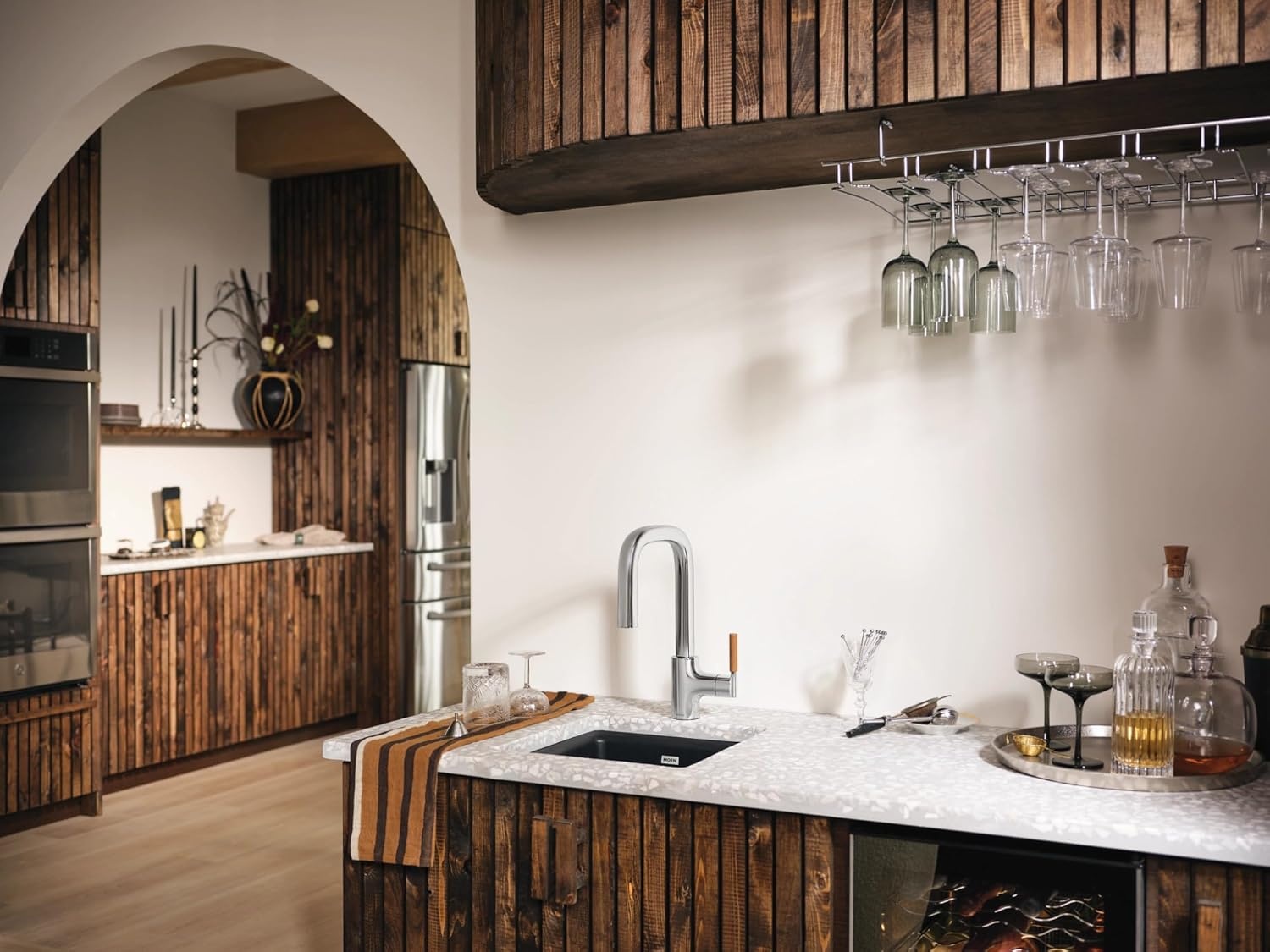 image:imageMoen Tenon Chrome One Handle Modern Bar Pulldown Faucet S64001