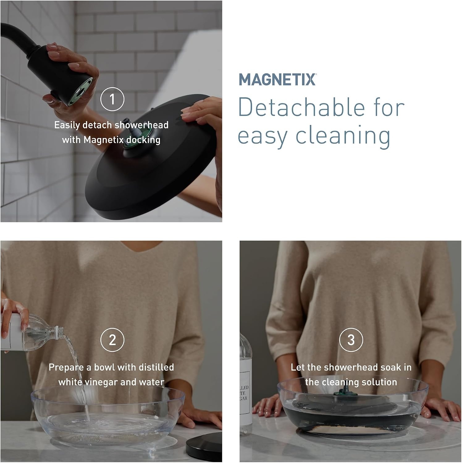 image:imageMoen Verso 9Inch Round Rain Shower Head with Infiniti Dial and Magnetix Docking Adjustable HighPressure Rainfall Shower Chrome 220R2Matte Black