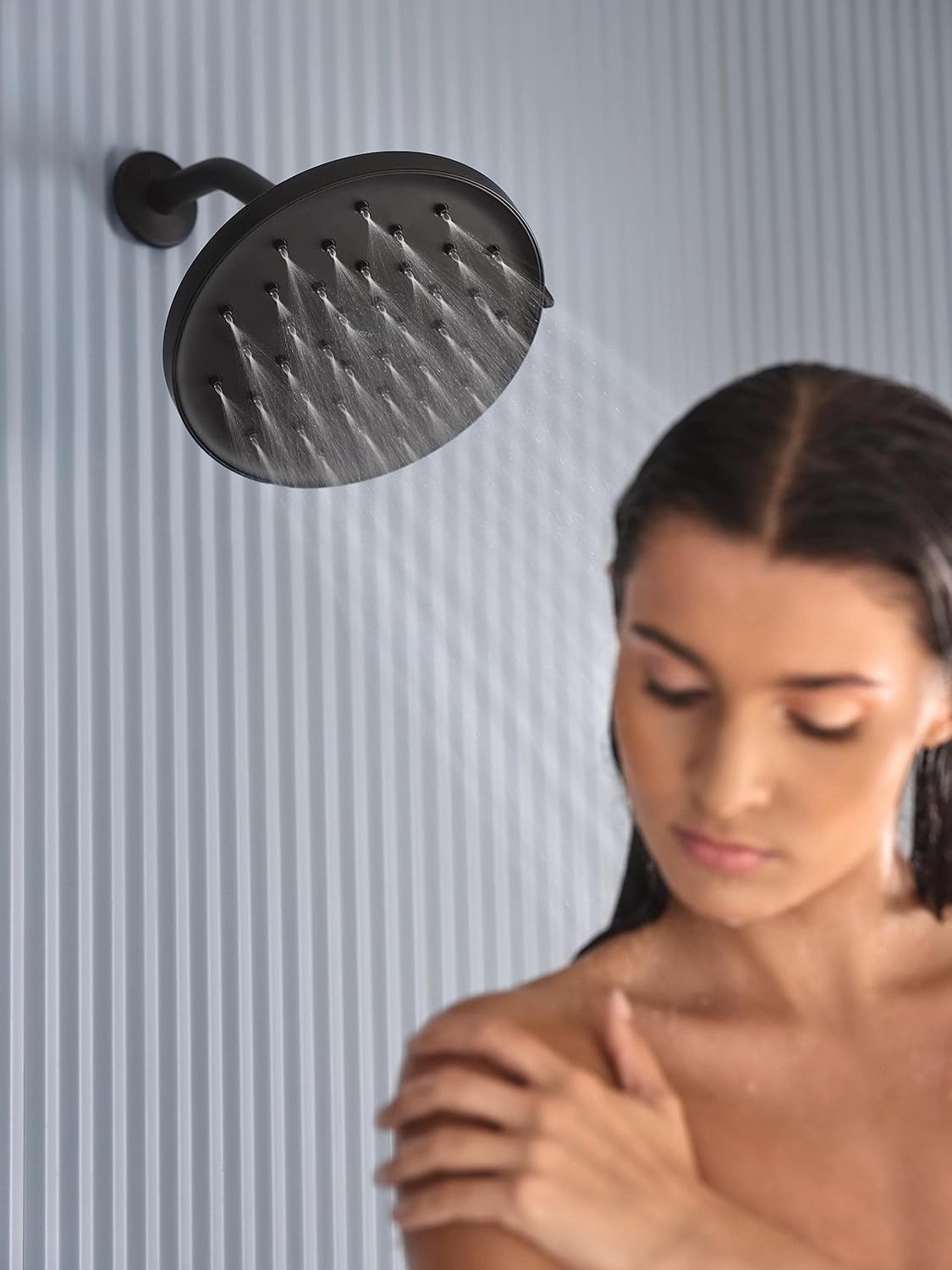 image:imageMoen Verso Brushed Nickel Adjustable 9 Diameter EcoPerformance 175gpm Spray Head Rainshower 220R3EPBNMatte Black