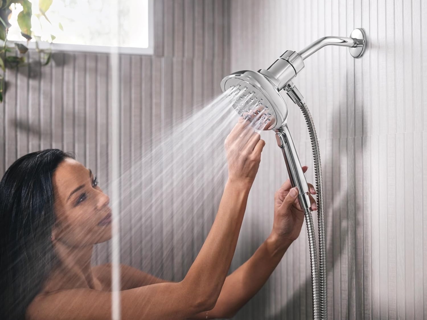 image:imageMoen Verso EcoPerformance Infiniti Dial Square Handheld Shower 5Inch Diameter Spray Head Brushed Gold 220H5EPBGChrome