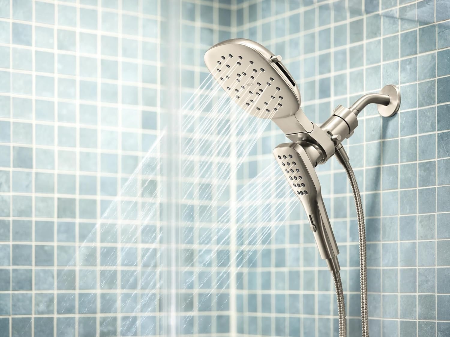 image:imageMoen Verso EcoPerformance Infiniti Dial Square Rain Shower Head with Detachable Hand Shower Combo 7Inch Spray Head Brushed Nickel 220C5EPBNBrushed Nickel