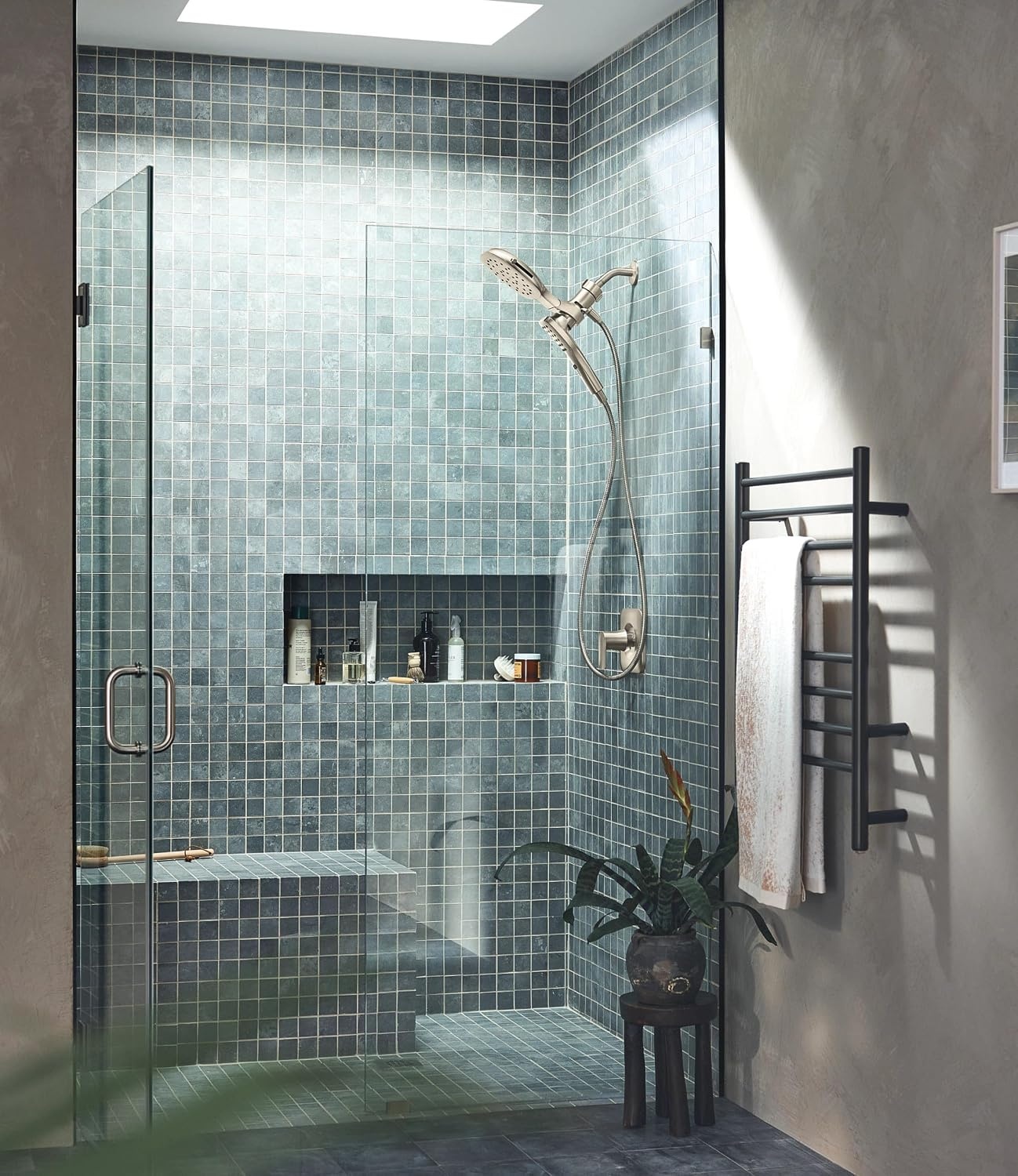 image:imageMoen Verso EcoPerformance Infiniti Dial Square Rain Shower Head with Detachable Hand Shower Combo 7Inch Spray Head Brushed Nickel 220C5EPBNBrushed Nickel