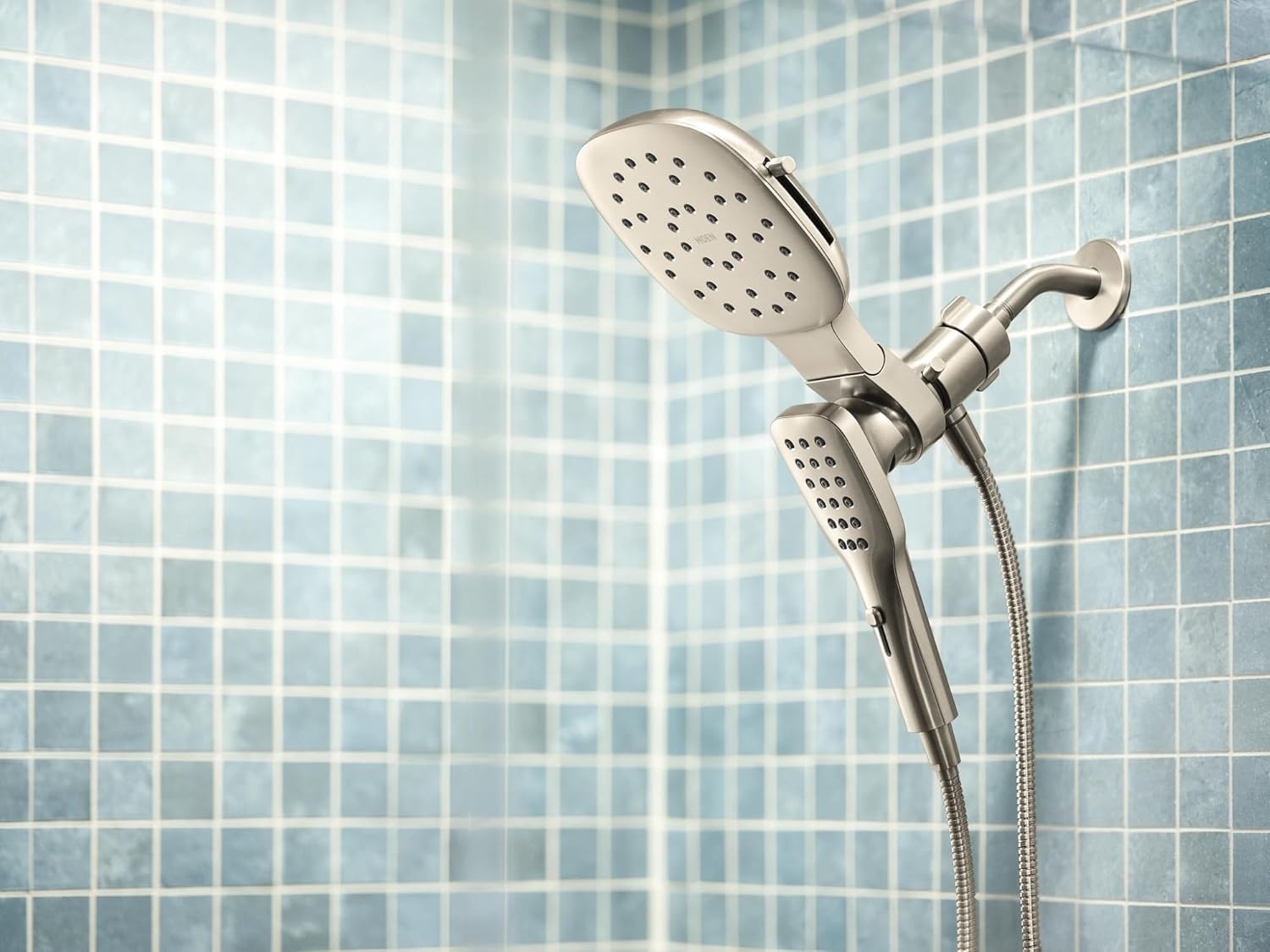 image:imageMoen Verso EcoPerformance Infiniti Dial Square Rain Shower Head with Detachable Hand Shower Combo 7Inch Spray Head Brushed Nickel 220C5EPBNBrushed Nickel
