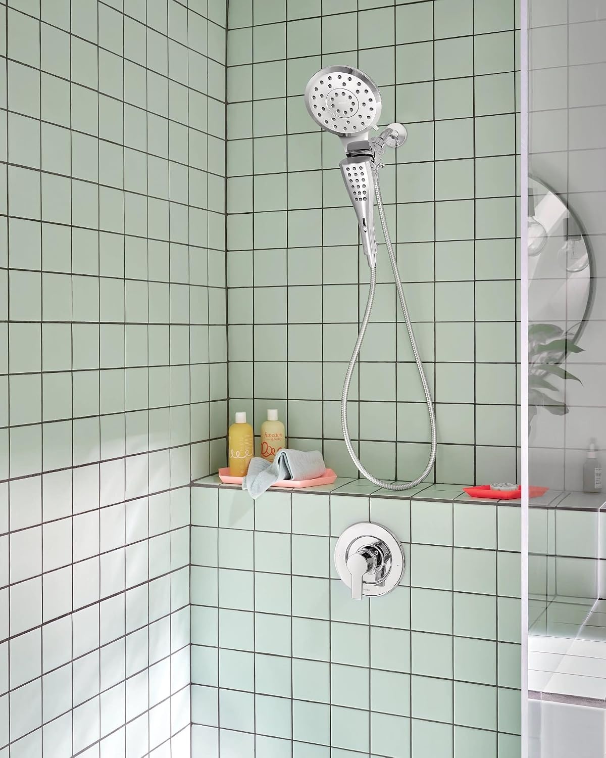 image:imageMoen Verso EcoPerformance Infiniti Dial Square Rain Shower Head with Detachable Hand Shower Combo 7Inch Spray Head Matte Black 220C5EPBLChrome