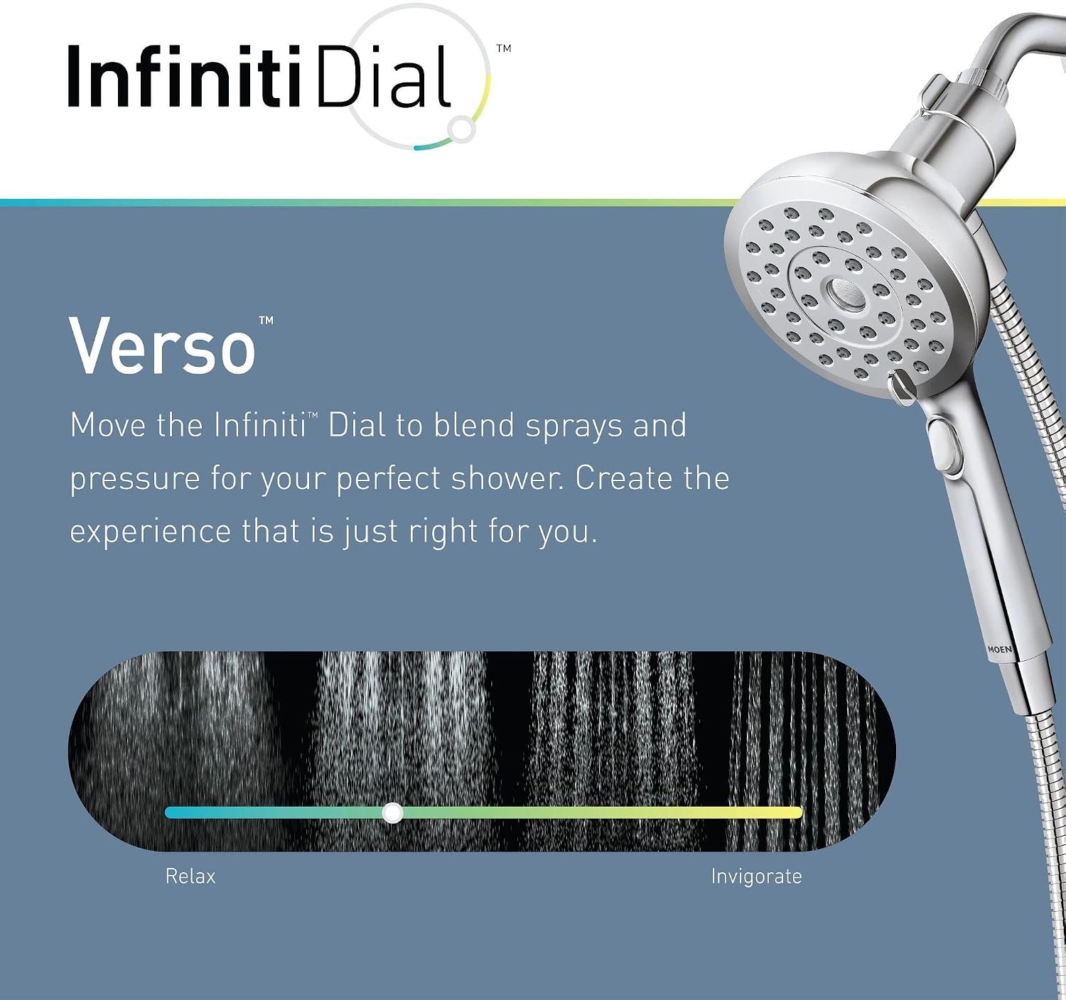 image:imageMoen Verso Handshower Detachable Round Shower Head with Magnetix Docking System 60 Hose Matte Black 220H2BLChrome