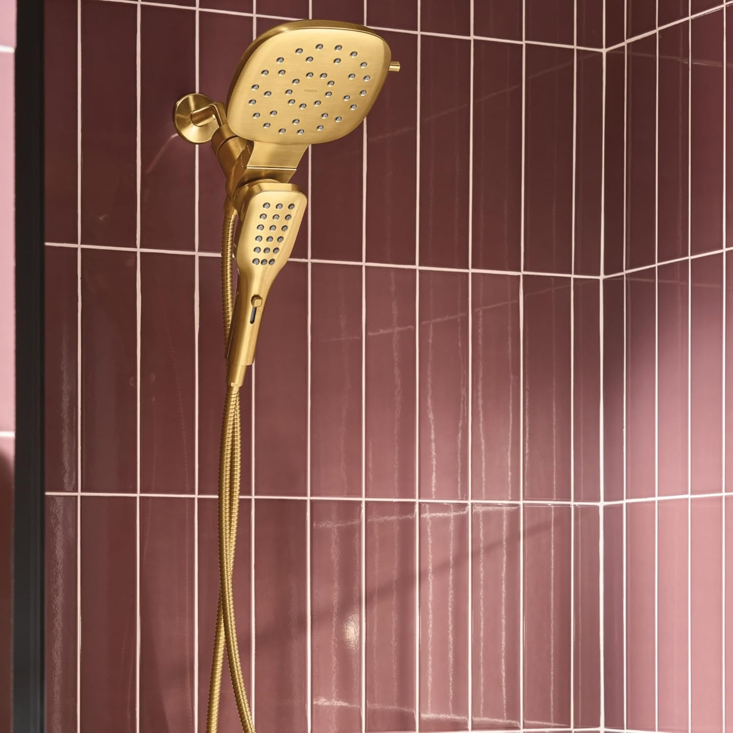 image:imageMoen Verso Infiniti Dial Square Rain Shower Head with Detachable Hand Shower Combo 7Inch Spray Head Chrome 220C5Brushed Gold