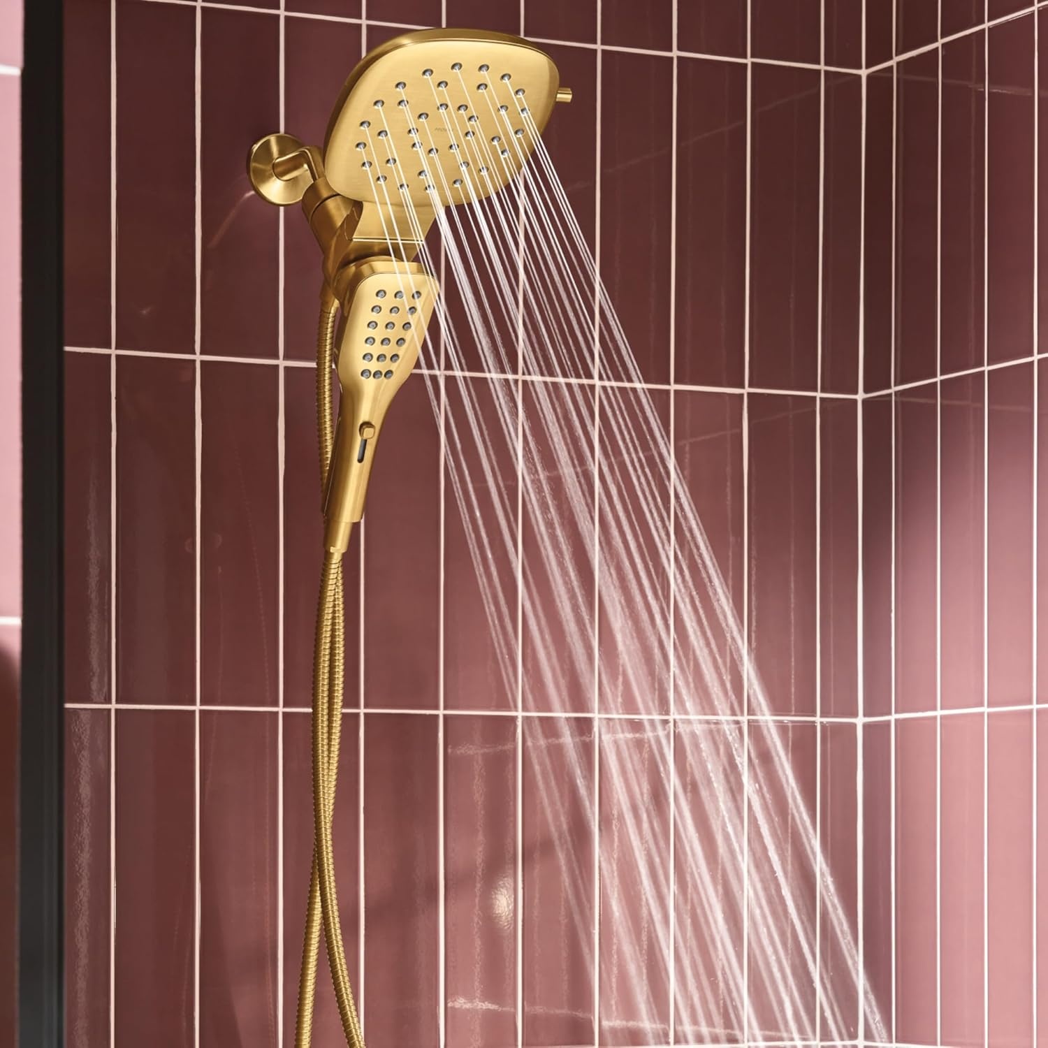image:imageMoen Verso Infiniti Dial Square Rain Shower Head with Detachable Hand Shower Combo 7Inch Spray Head Chrome 220C5Brushed Gold