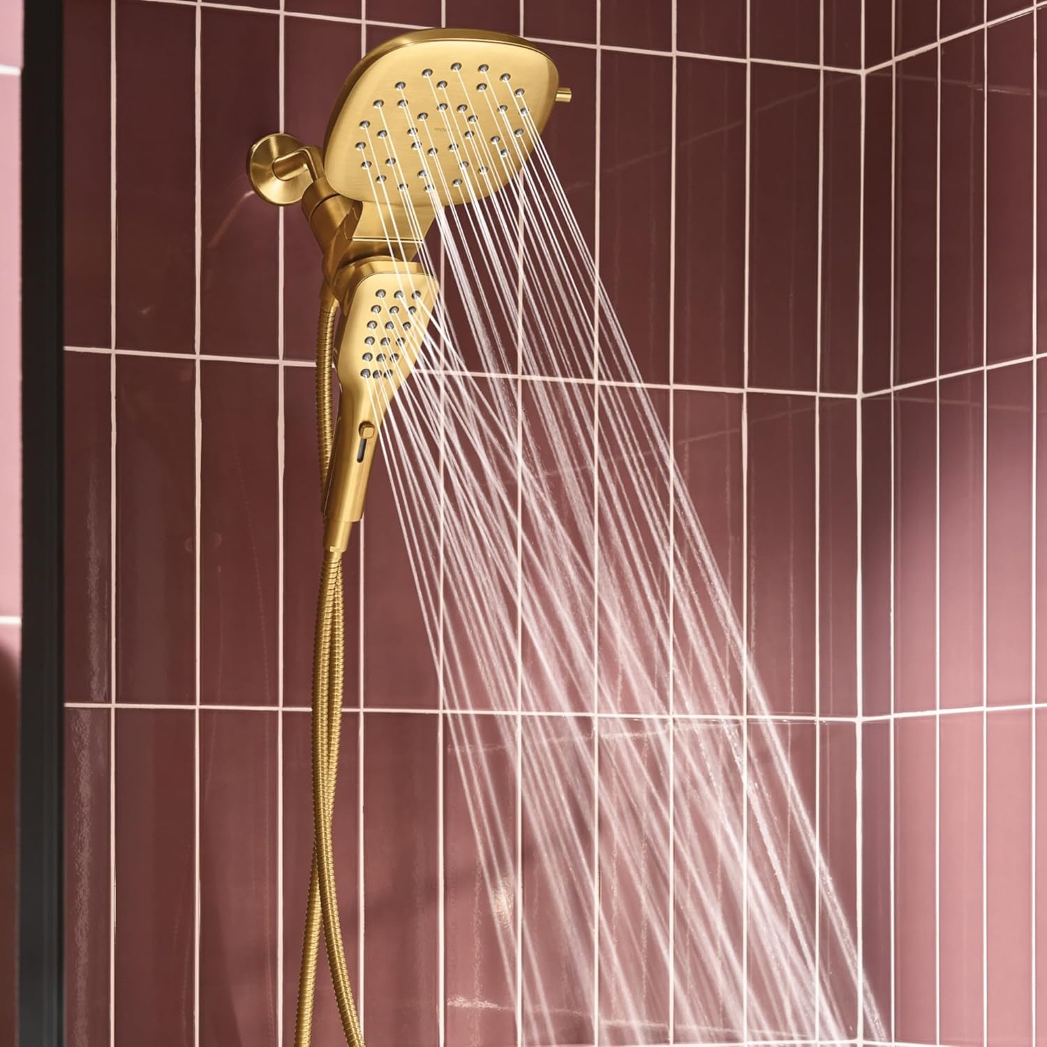 image:imageMoen Verso Infiniti Dial Square Rain Shower Head with Detachable Hand Shower Combo 7Inch Spray Head Chrome 220C5Brushed Gold