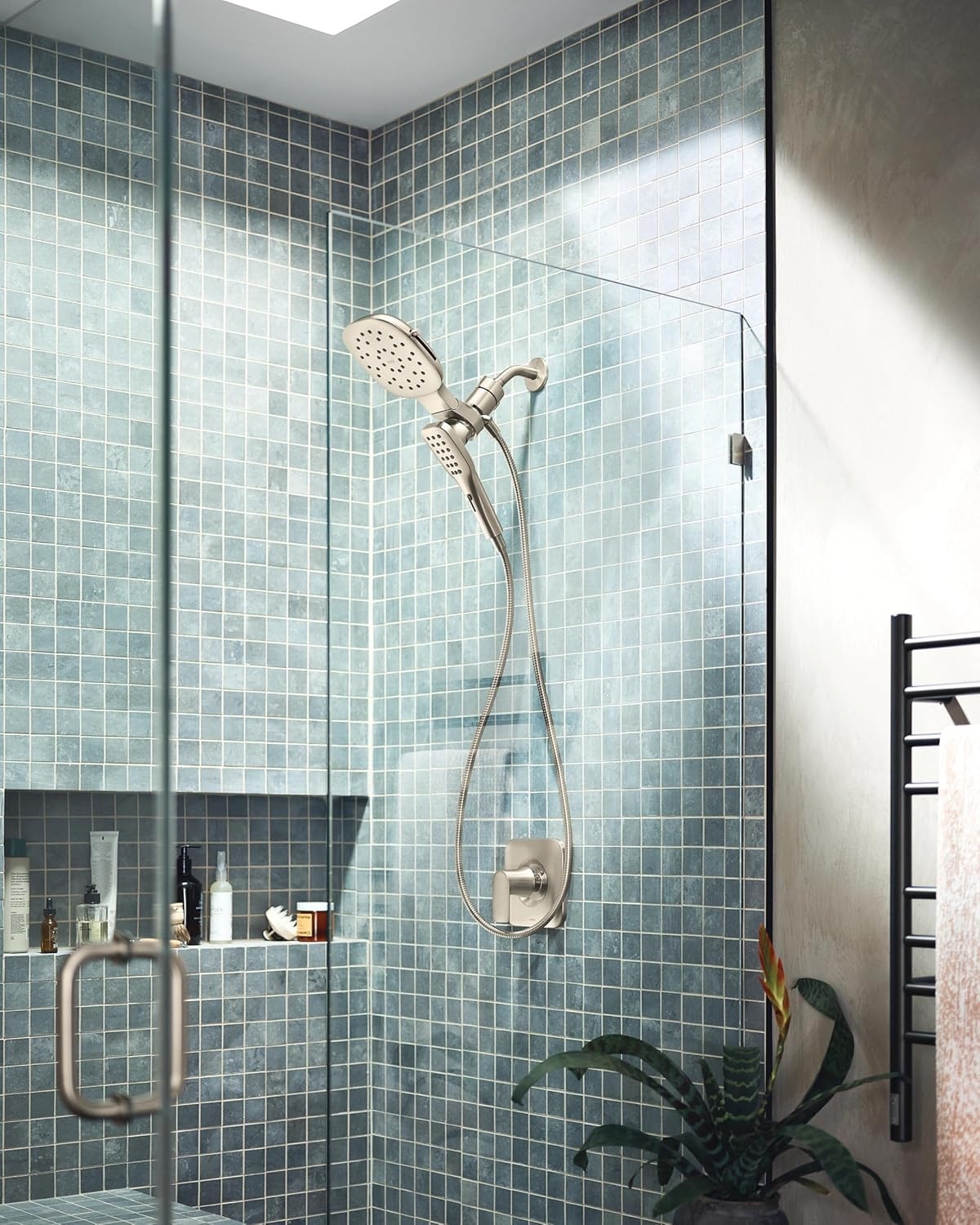 image:imageMoen Verso Infiniti Dial Square Rain Shower Head with Detachable Hand Shower Combo 7Inch Spray Head Chrome 220C5Brushed Nickel