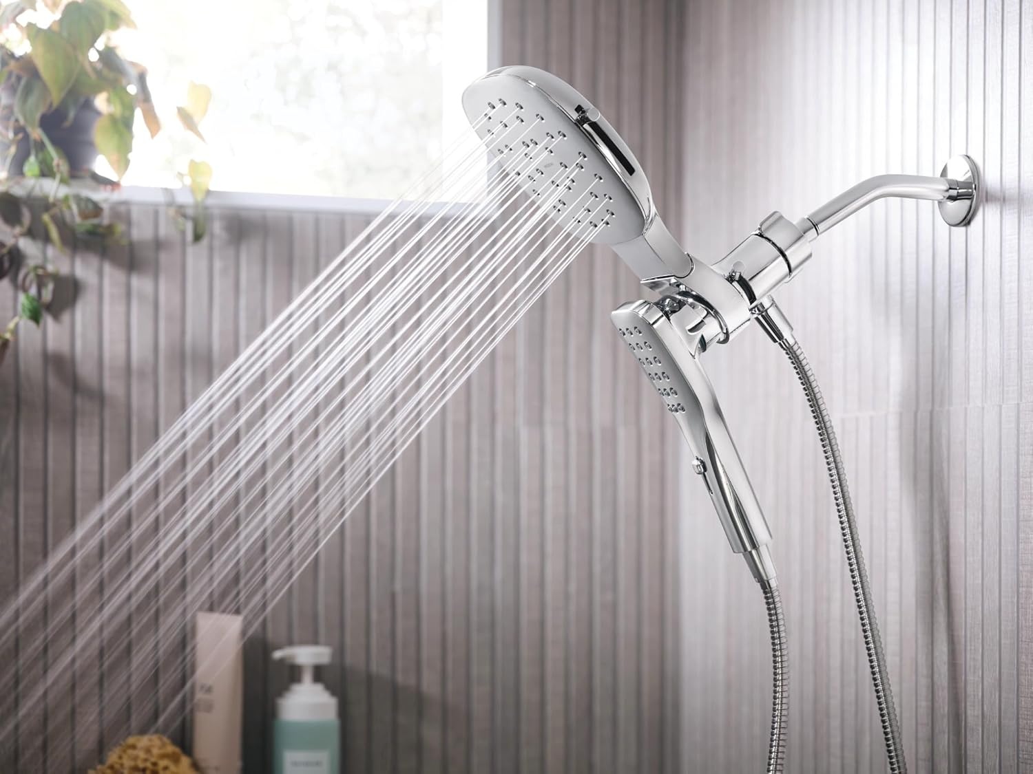 image:imageMoen Verso Infiniti Dial Square Rain Shower Head with Detachable Hand Shower Combo 7Inch Spray Head Chrome 220C5Chrome