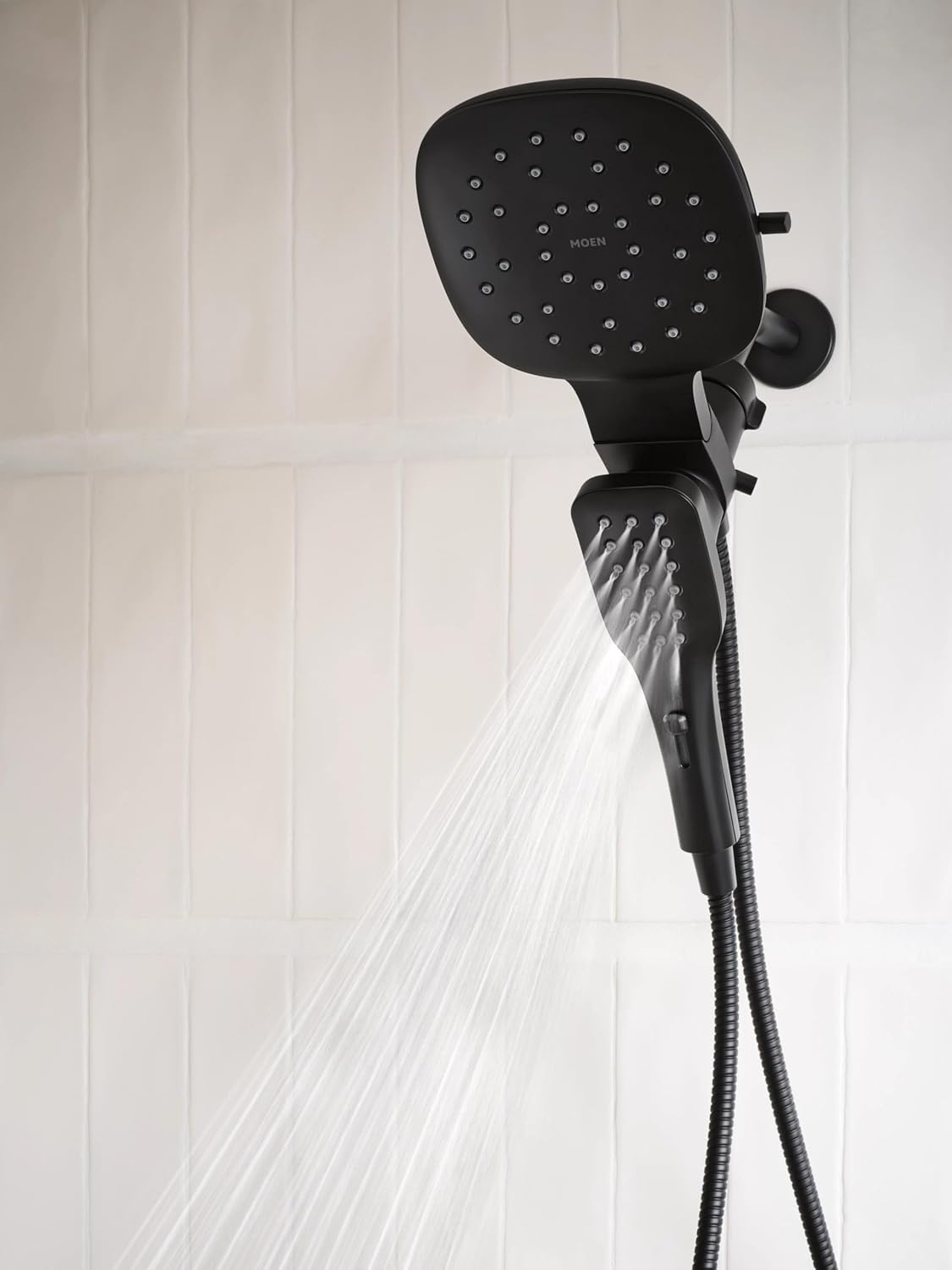 image:imageMoen Verso Infiniti Dial Square Rain Shower Head with Detachable Hand Shower Combo 7Inch Spray Head Chrome 220C5Matte Black