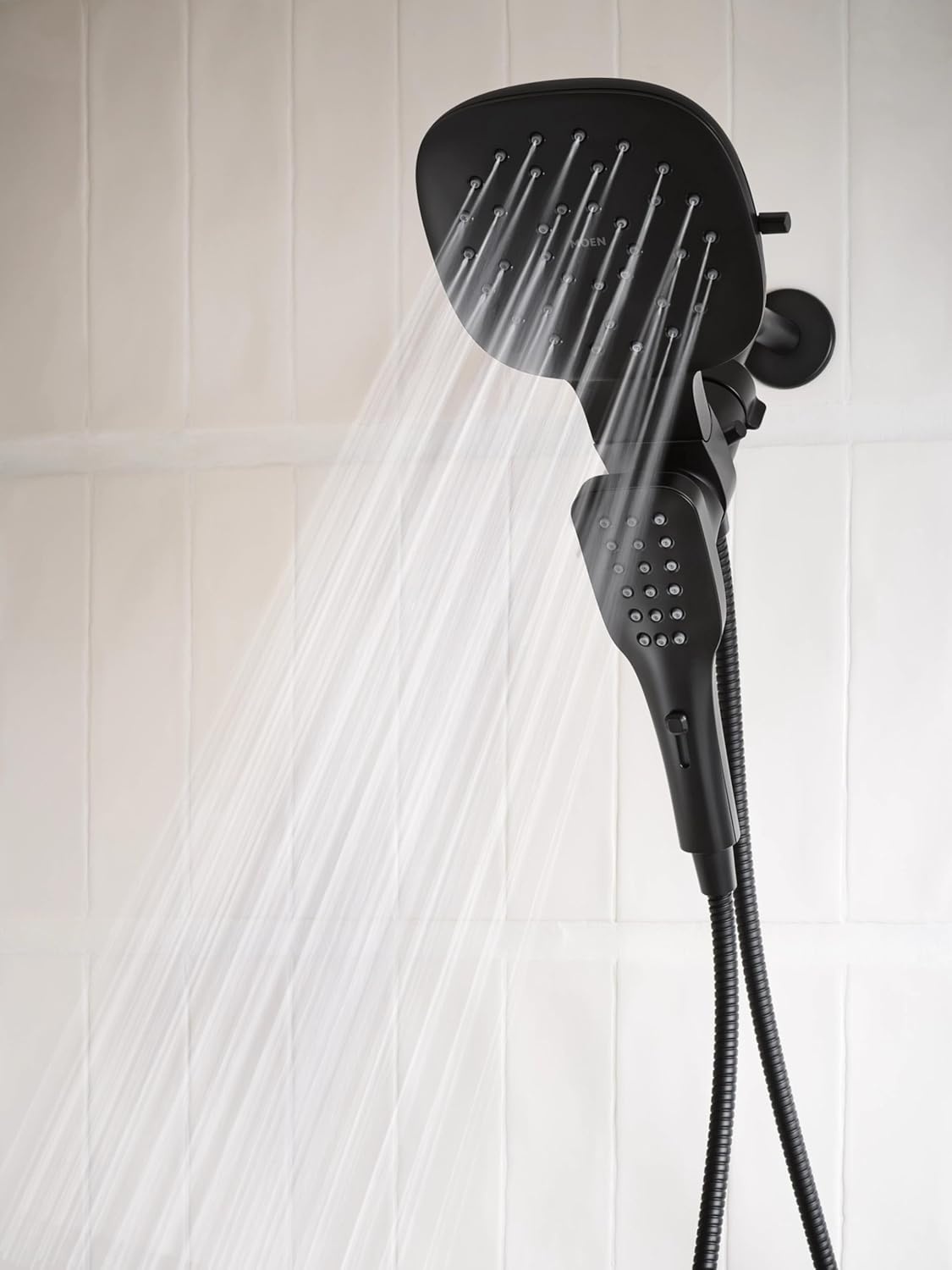 image:imageMoen Verso Infiniti Dial Square Rain Shower Head with Detachable Hand Shower Combo 7Inch Spray Head Chrome 220C5Matte Black