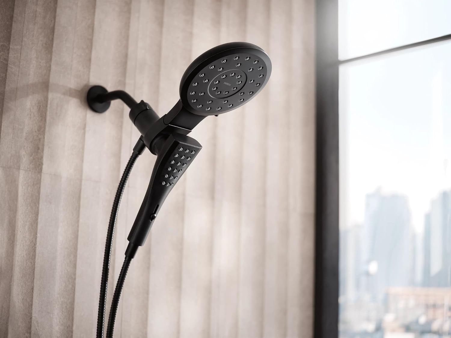 image:imageMoen Verso Magnetix Handheld amp Rain Shower Head Combo Brushed Gold 8Function Handheld 7Inch Rain Shower Head Detachable with 72Inch Metal Hose Model 220C3BGMatte Black