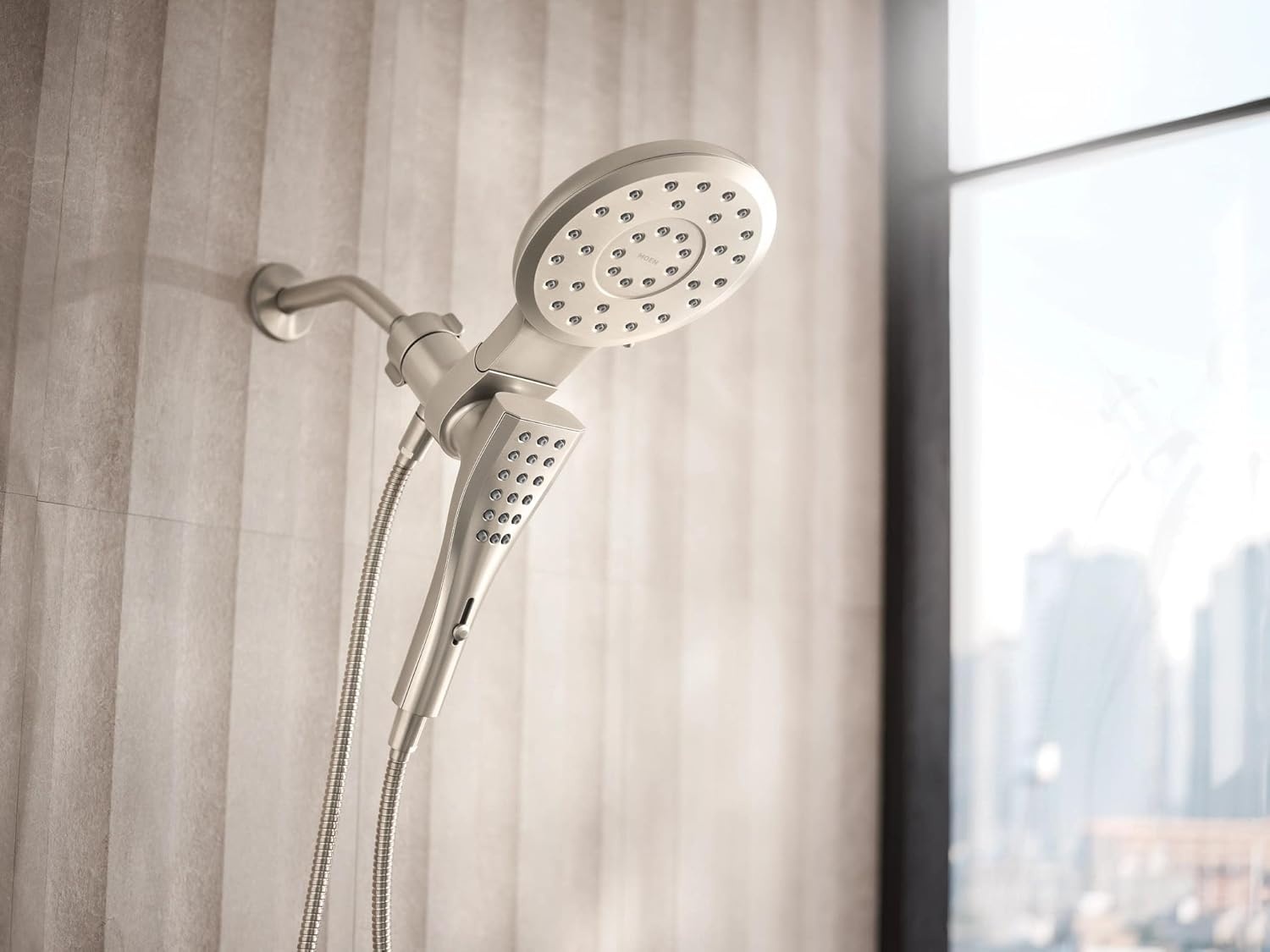 image:imageMoen Verso Magnetix Handheld amp Rain Shower Head Combo Brushed Gold 8Function Handheld 7Inch Rain Shower Head Detachable with 72Inch Metal Hose Model 220C3BGBrushed Nickel