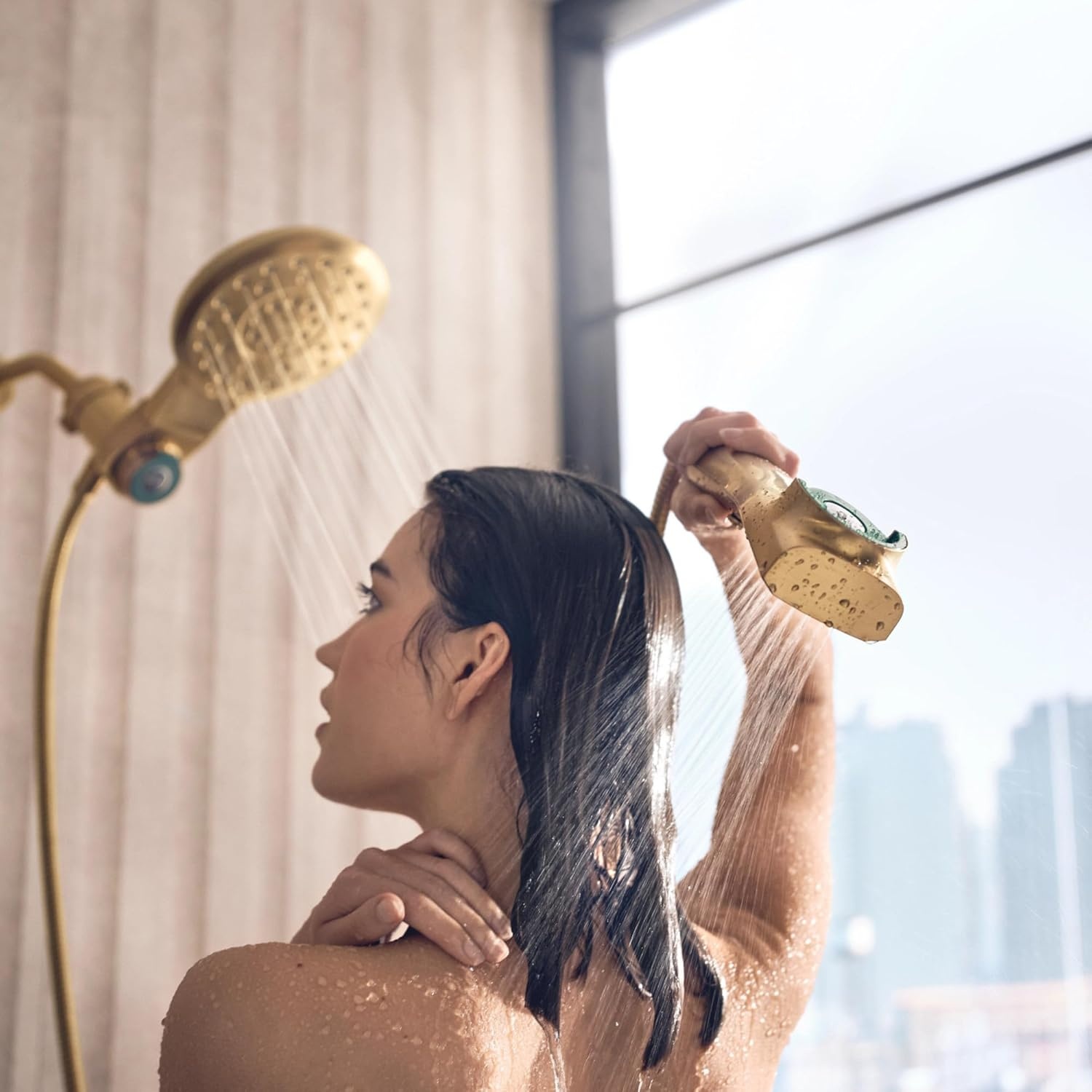 image:imageMoen Verso Magnetix Handheld amp Rain Shower Head Combo Brushed Gold 8Function Handheld 7Inch Rain Shower Head Detachable with 72Inch Metal Hose Model 220C3BGBrushed Gold
