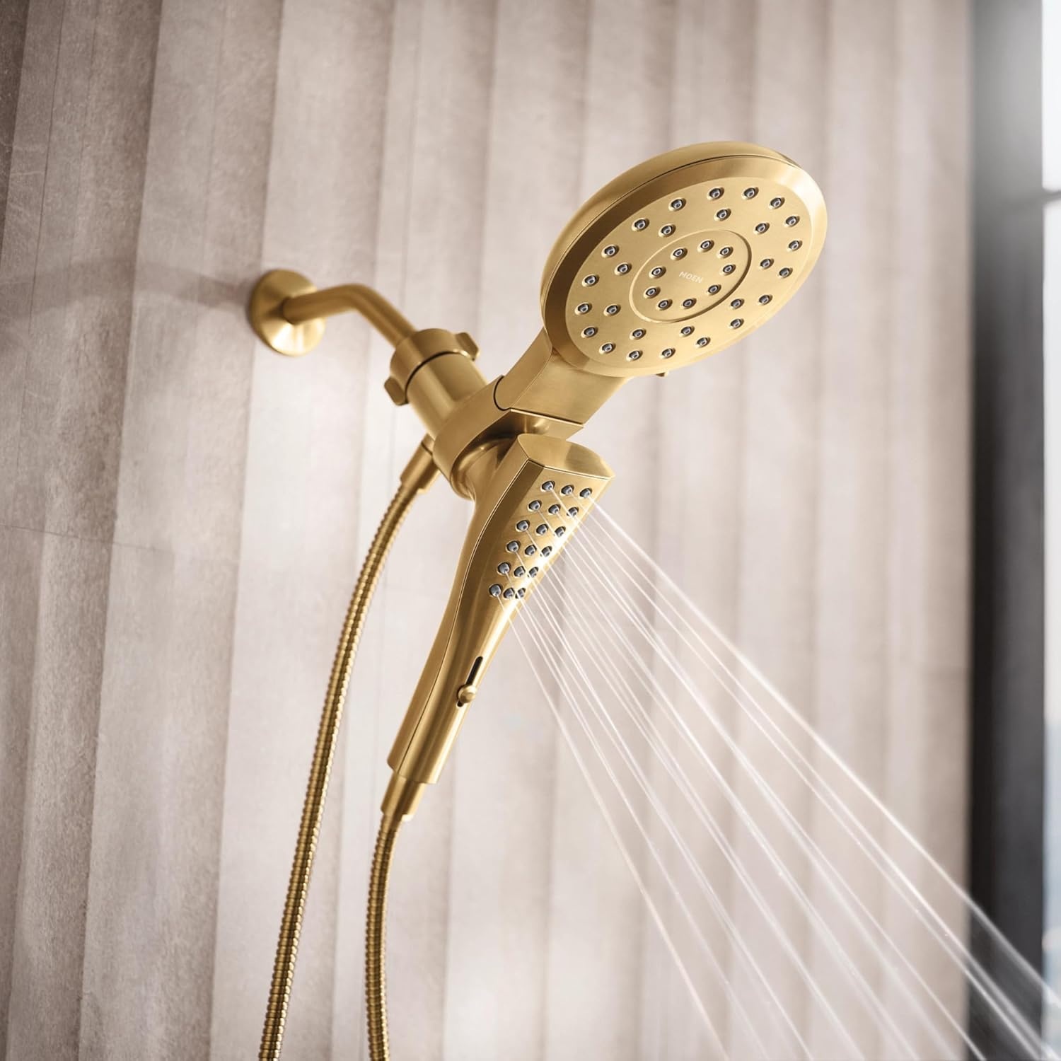 image:imageMoen Verso Magnetix Handheld amp Rain Shower Head Combo Brushed Gold 8Function Handheld 7Inch Rain Shower Head Detachable with 72Inch Metal Hose Model 220C3BGBrushed Gold
