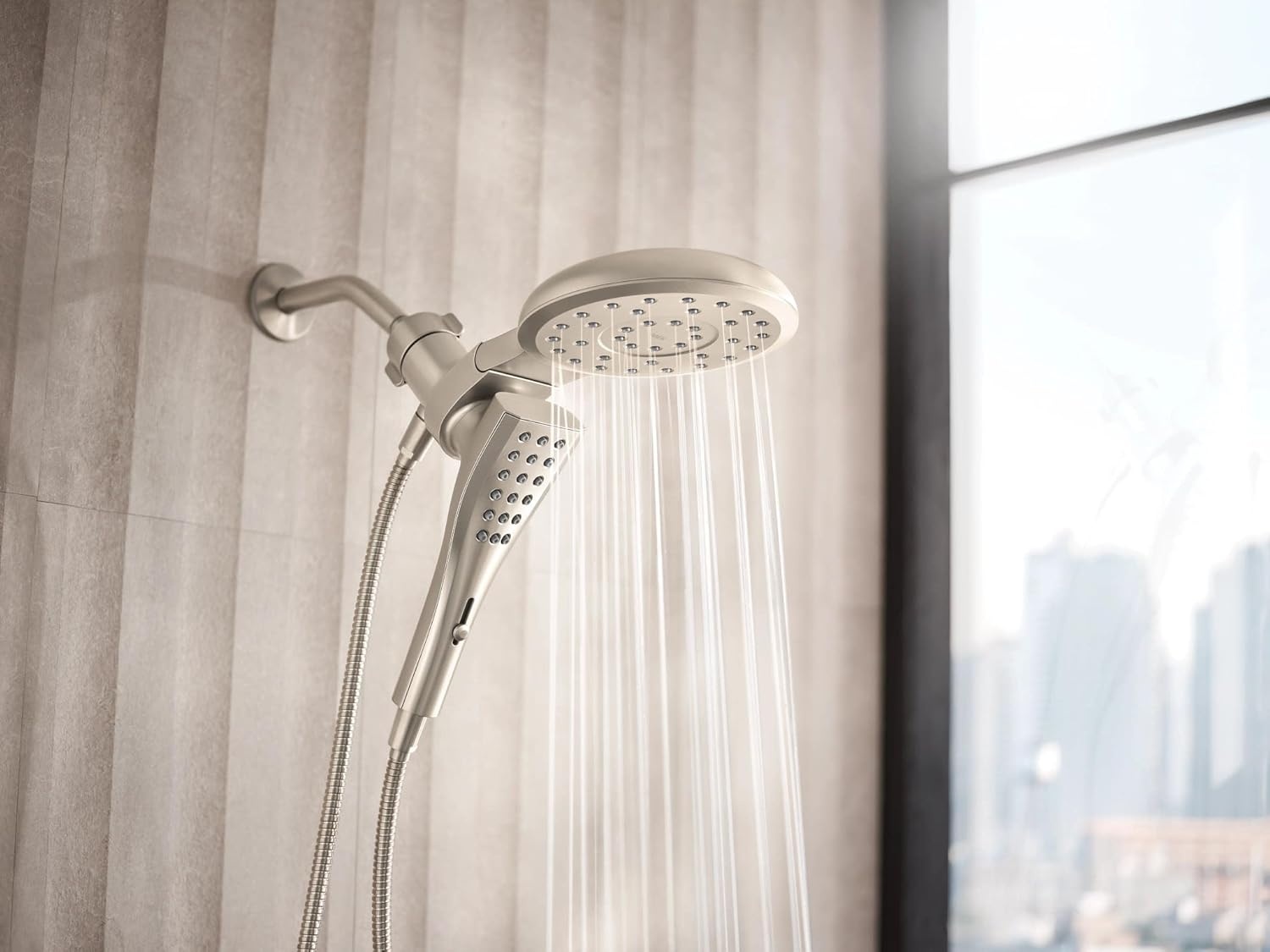 image:imageMoen Verso Magnetix Handheld amp Rain Shower Head Combo Brushed Gold 8Function Handheld 7Inch Rain Shower Head Detachable with 72Inch Metal Hose Model 220C3BGBrushed Nickel