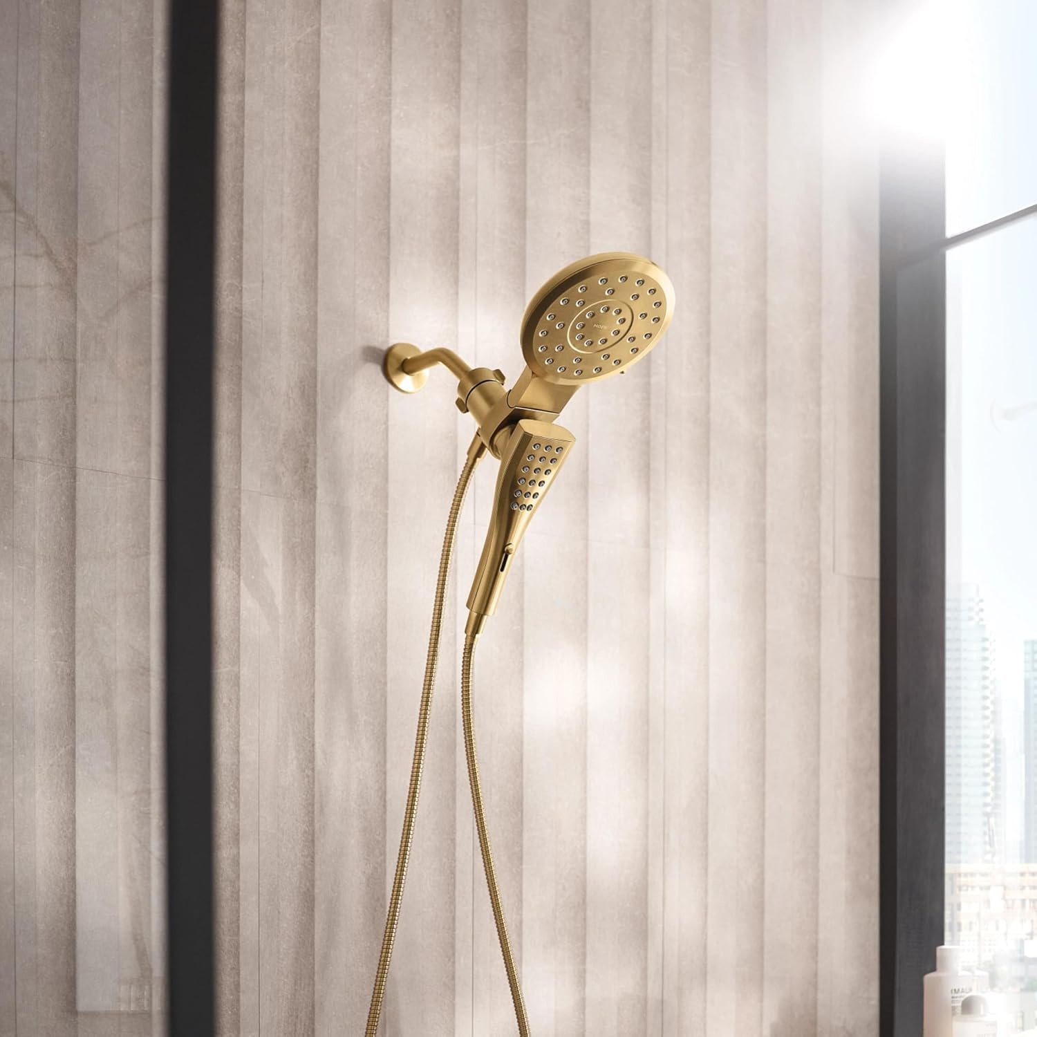 image:imageMoen Verso Magnetix Handheld amp Rain Shower Head Combo Brushed Gold 8Function Handheld 7Inch Rain Shower Head Detachable with 72Inch Metal Hose Model 220C3BGBrushed Gold