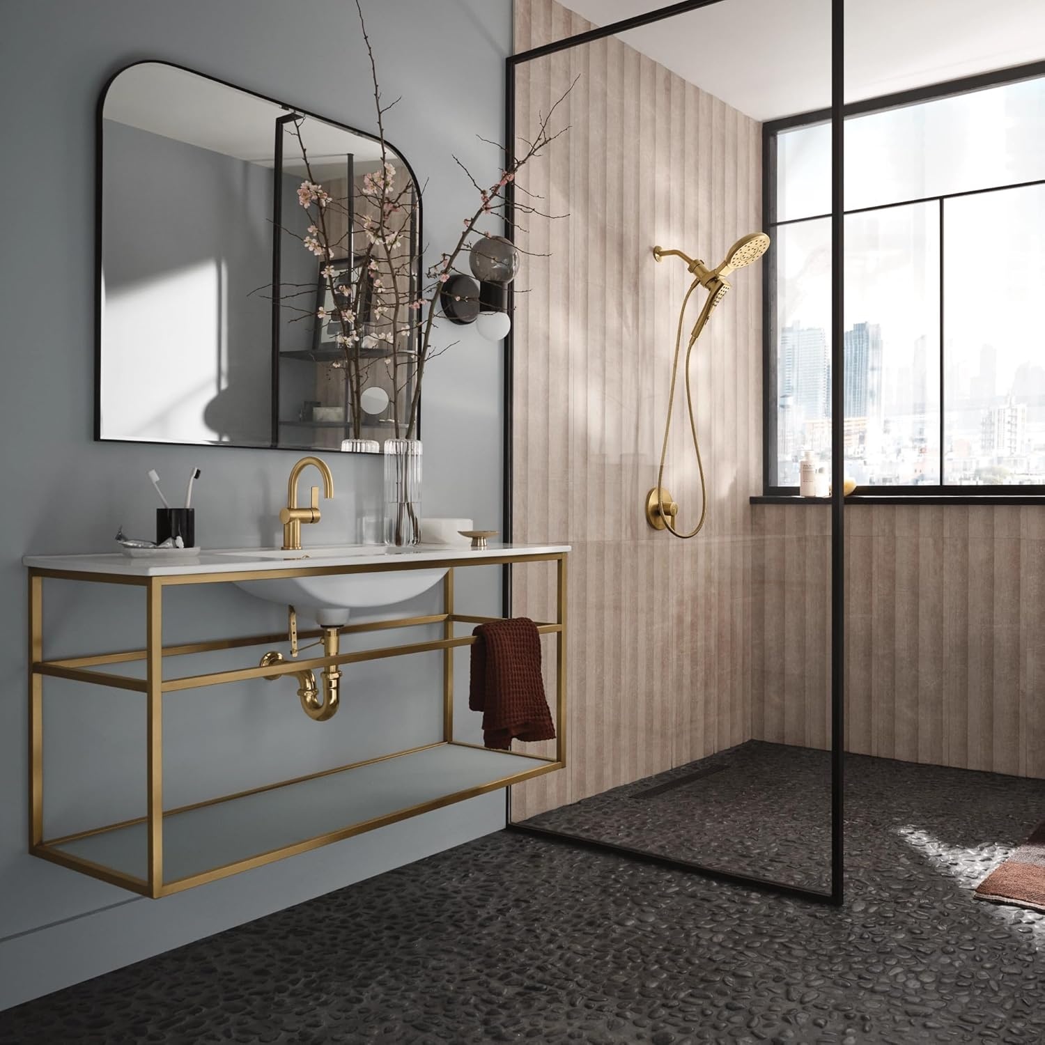 image:imageMoen Verso Magnetix Handheld amp Rain Shower Head Combo Brushed Gold 8Function Handheld 7Inch Rain Shower Head Detachable with 72Inch Metal Hose Model 220C3BGBrushed Gold
