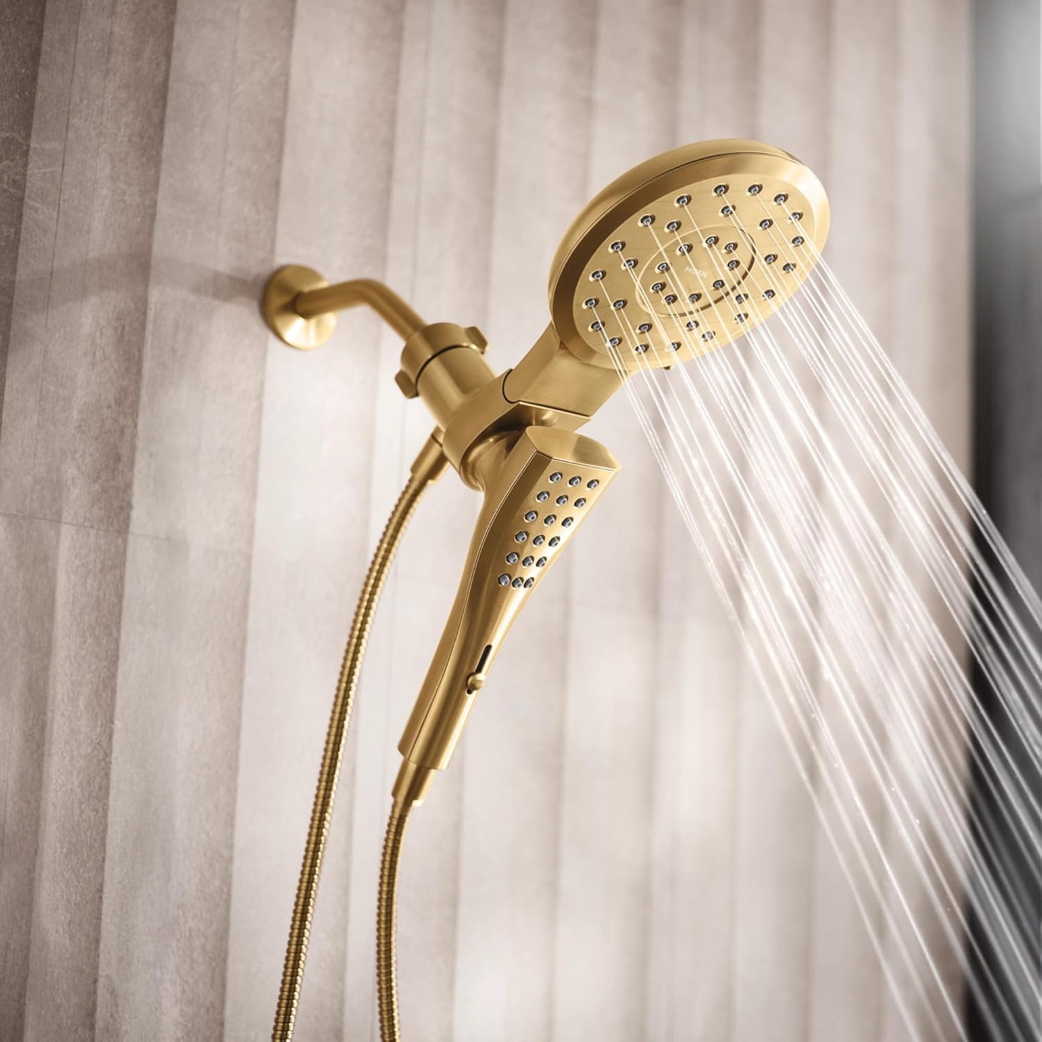 image:imageMoen Verso Magnetix Handheld amp Rain Shower Head Combo Brushed Gold 8Function Handheld 7Inch Rain Shower Head Detachable with 72Inch Metal Hose Model 220C3BGBrushed Gold