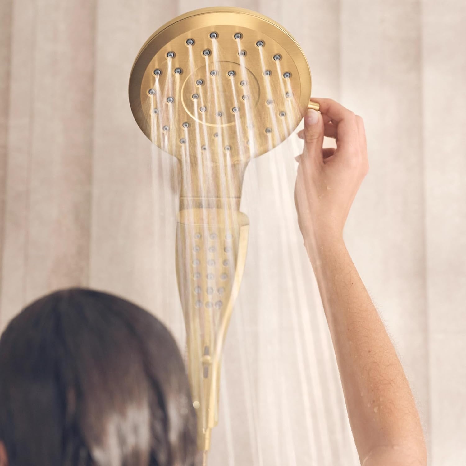 image:imageMoen Verso Magnetix Handheld amp Rain Shower Head Combo Brushed Gold 8Function Handheld 7Inch Rain Shower Head Detachable with 72Inch Metal Hose Model 220C3BGBrushed Gold