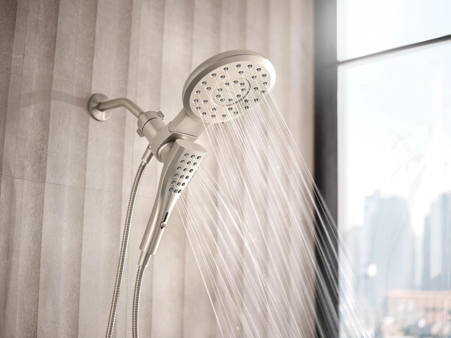 image:imageMoen Verso Magnetix Handheld amp Rain Shower Head Combo Brushed Gold 8Function Handheld 7Inch Rain Shower Head Detachable with 72Inch Metal Hose Model 220C3BGBrushed Nickel