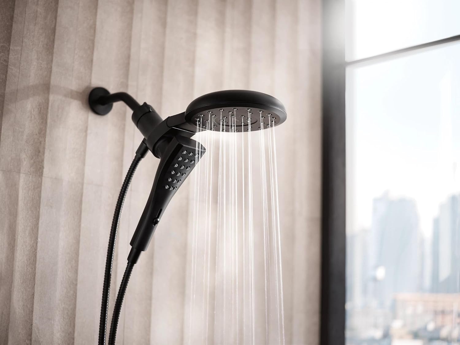 image:imageMoen Verso Magnetix Handheld amp Rain Shower Head Combo Brushed Gold 8Function Handheld 7Inch Rain Shower Head Detachable with 72Inch Metal Hose Model 220C3BGMatte Black