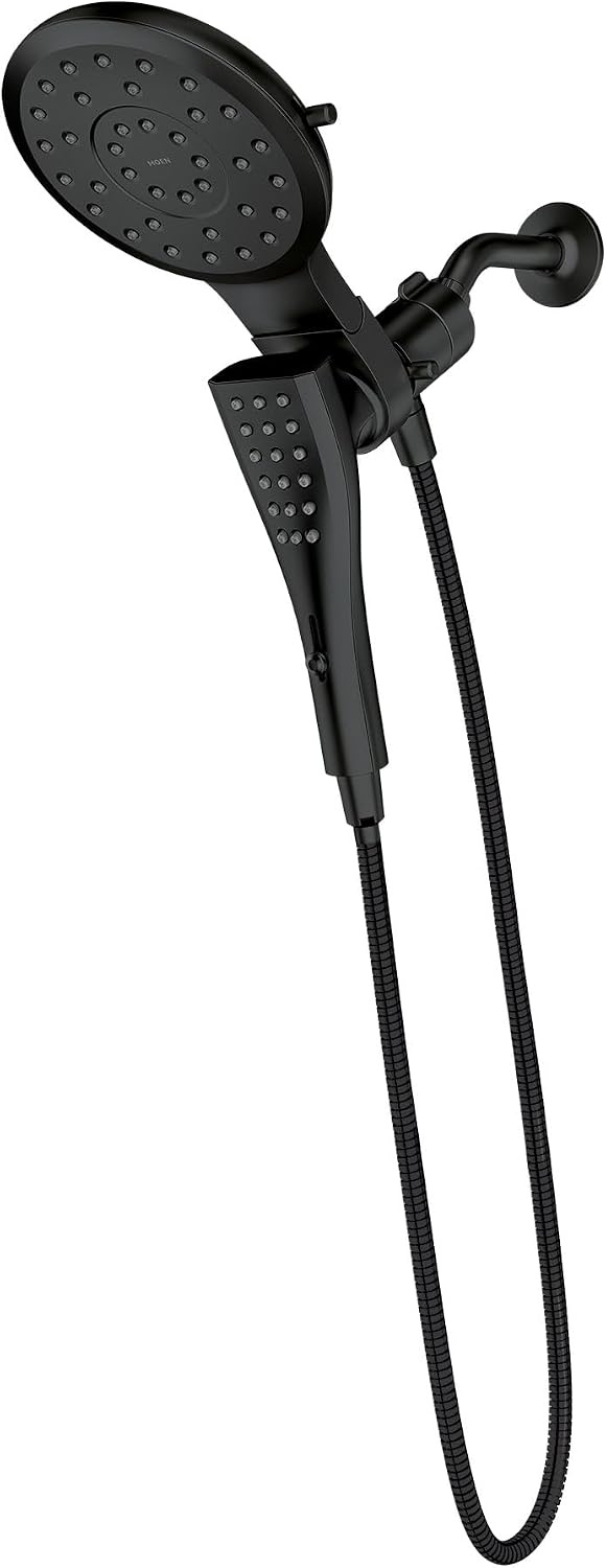 image:imageMoen Verso Round Rain Showerhead and Handshower Combination with Infiniti Dial and Magnetix Docking 60 Hose Matte Black 220C2EPBLMatte Black
