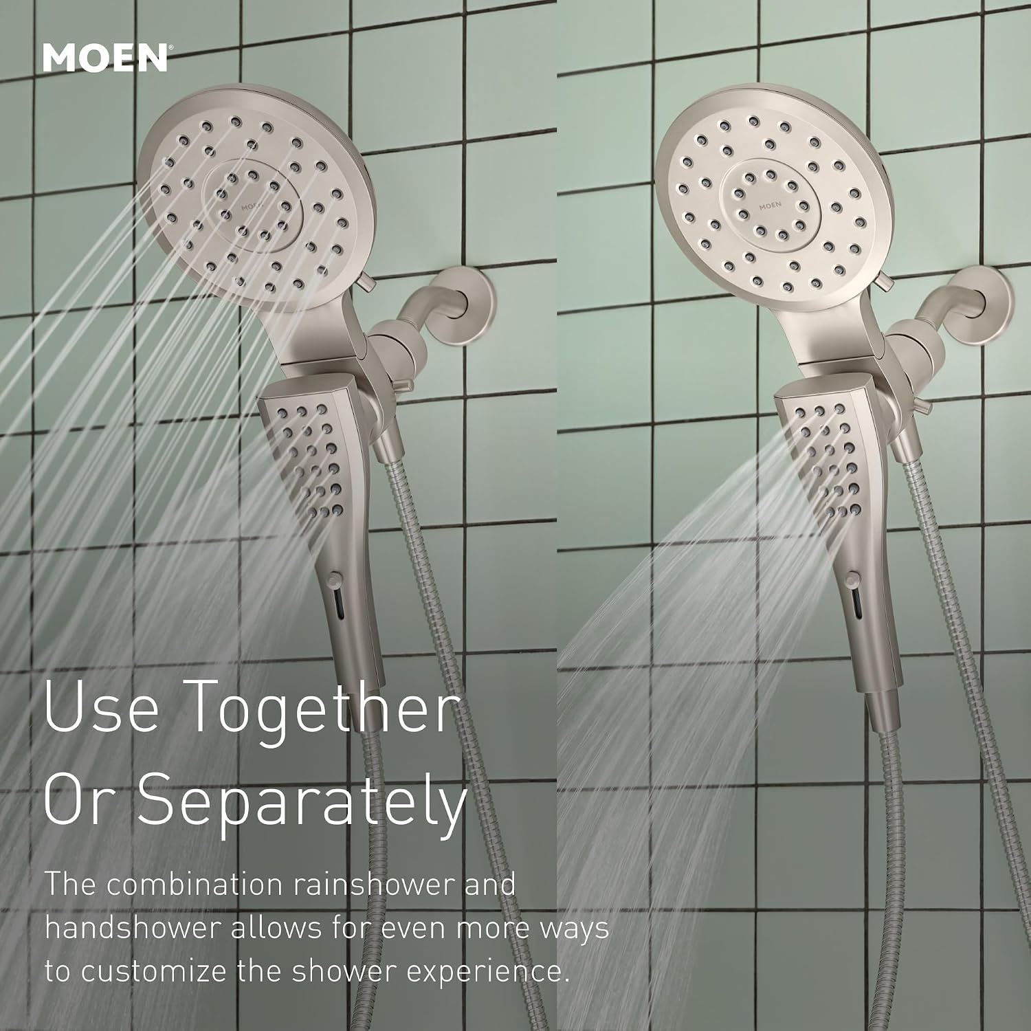 image:imageMoen Verso Round Rain Showerhead and Handshower Combination with Infiniti Dial and Magnetix Docking 60 Hose Matte Black 220C2EPBLMatte Black