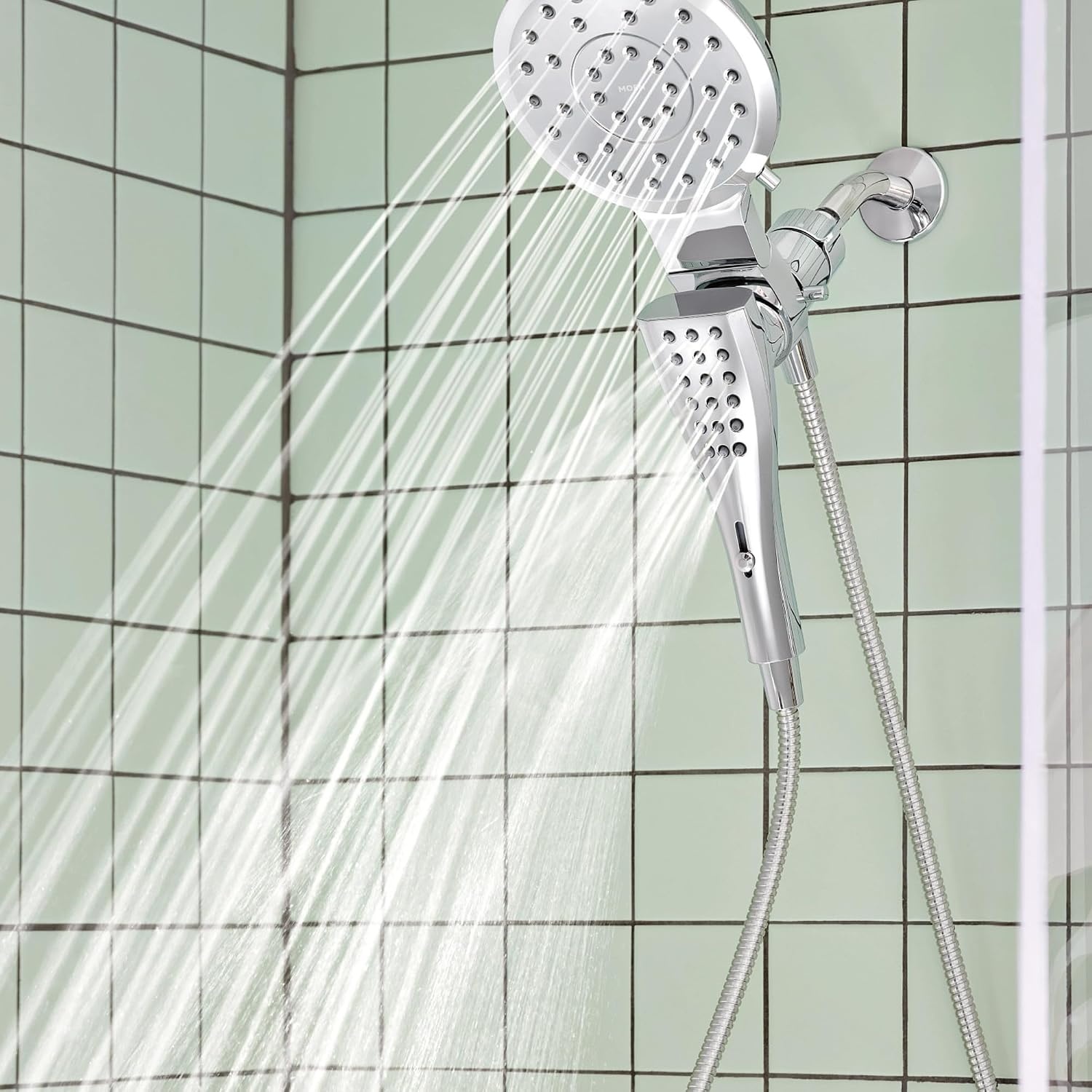 image:imageMoen Verso Spot Resist Nickel Round Rain Shower Head and Detachable Handshower Combination with Magnetix Docking System and 60inch Metal Hose 220C2SRNChrome