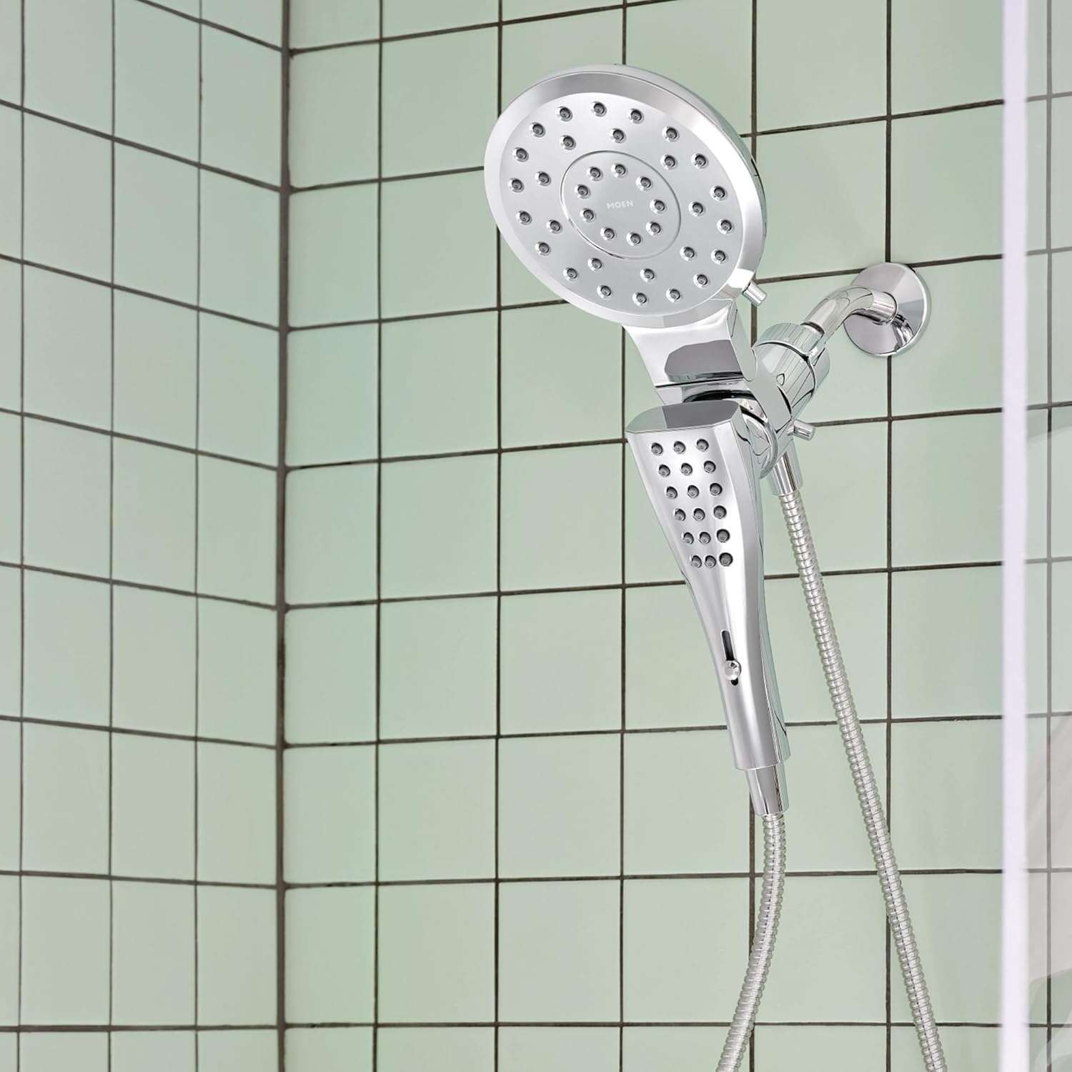 image:imageMoen Verso Spot Resist Nickel Round Rain Shower Head and Detachable Handshower Combination with Magnetix Docking System and 60inch Metal Hose 220C2SRNChrome
